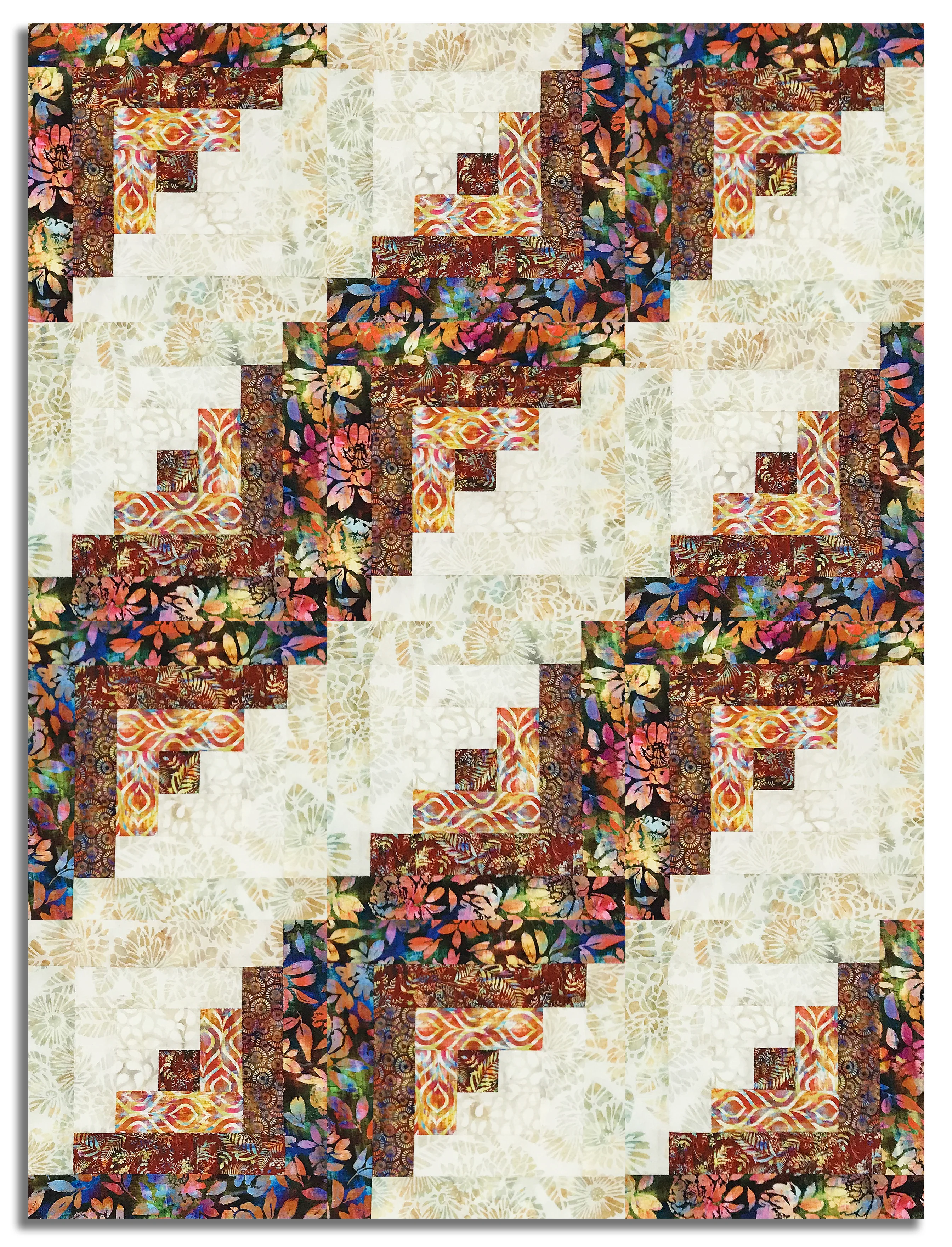 In The Beginning Pre-Cut 12 Block Log Cabin Quilt Kit - Halcyon II - Rust - Image 3