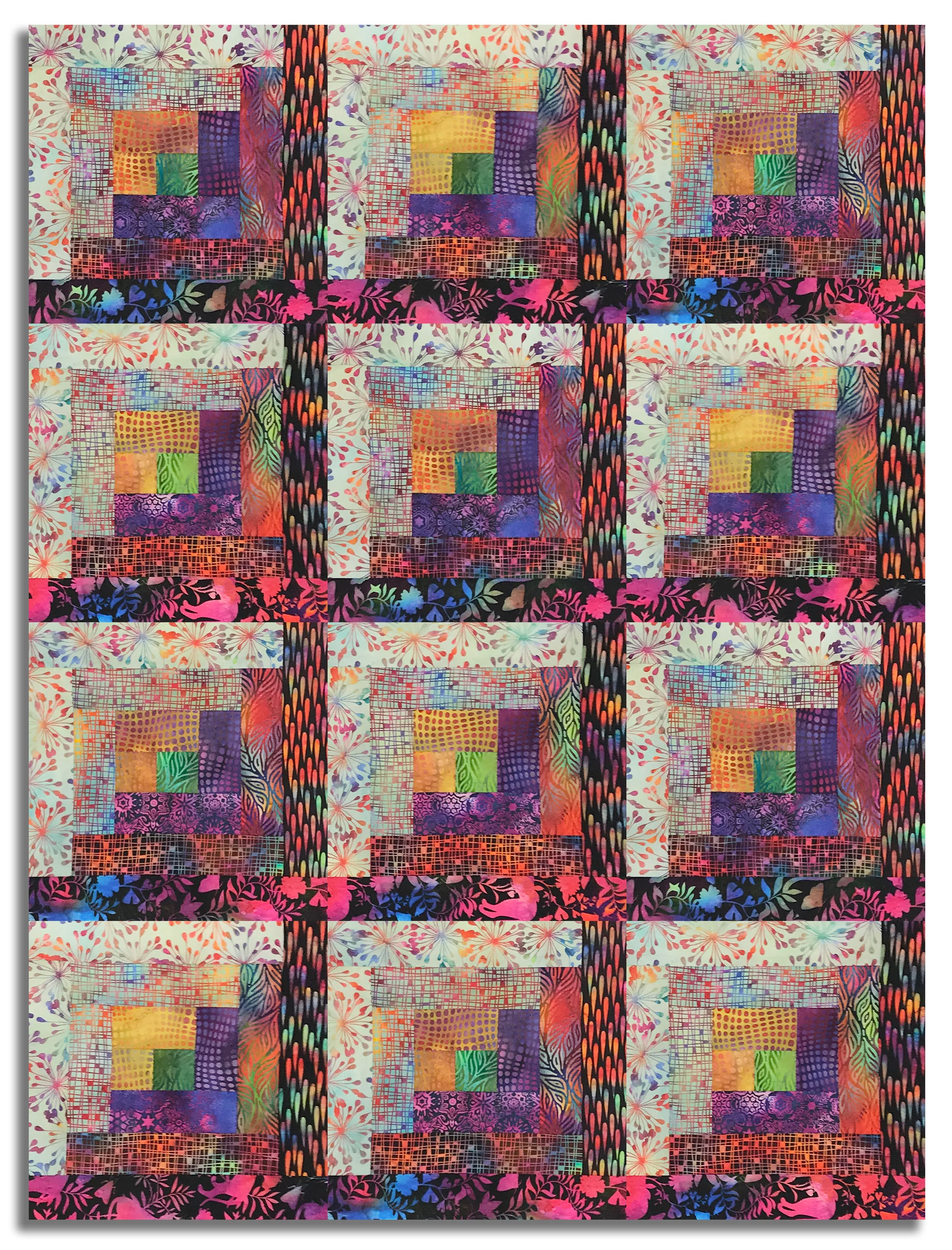 In The Beginning Pre-Cut 12 Block Log Cabin Quilt Kit - Impressions - Image 2