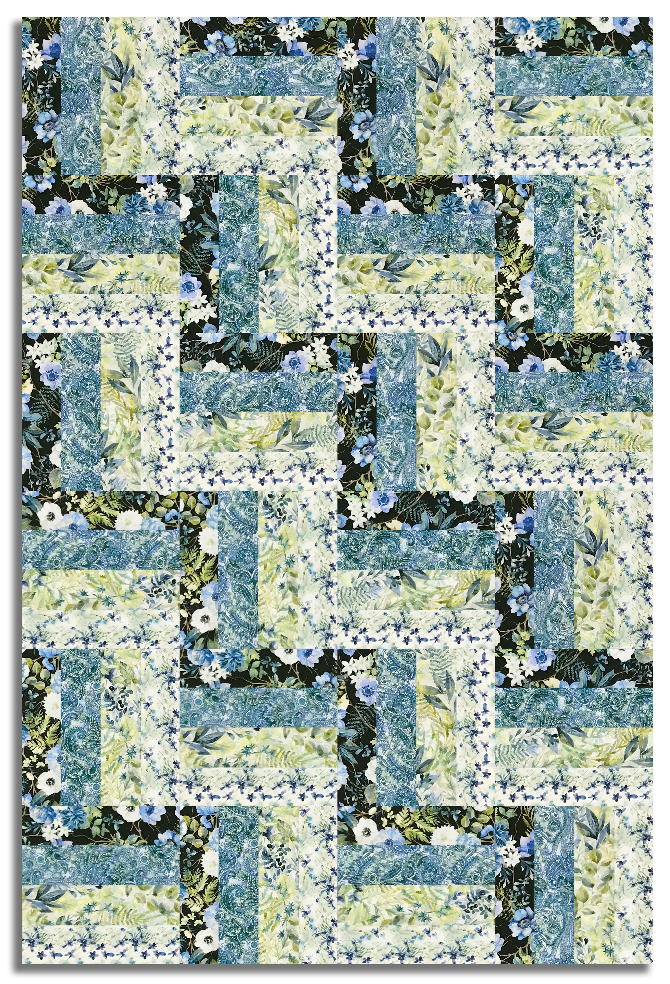 In The Beginning Pre-Cut 24 Block Rail Fence Quilt Kit - Sanctuary - Green