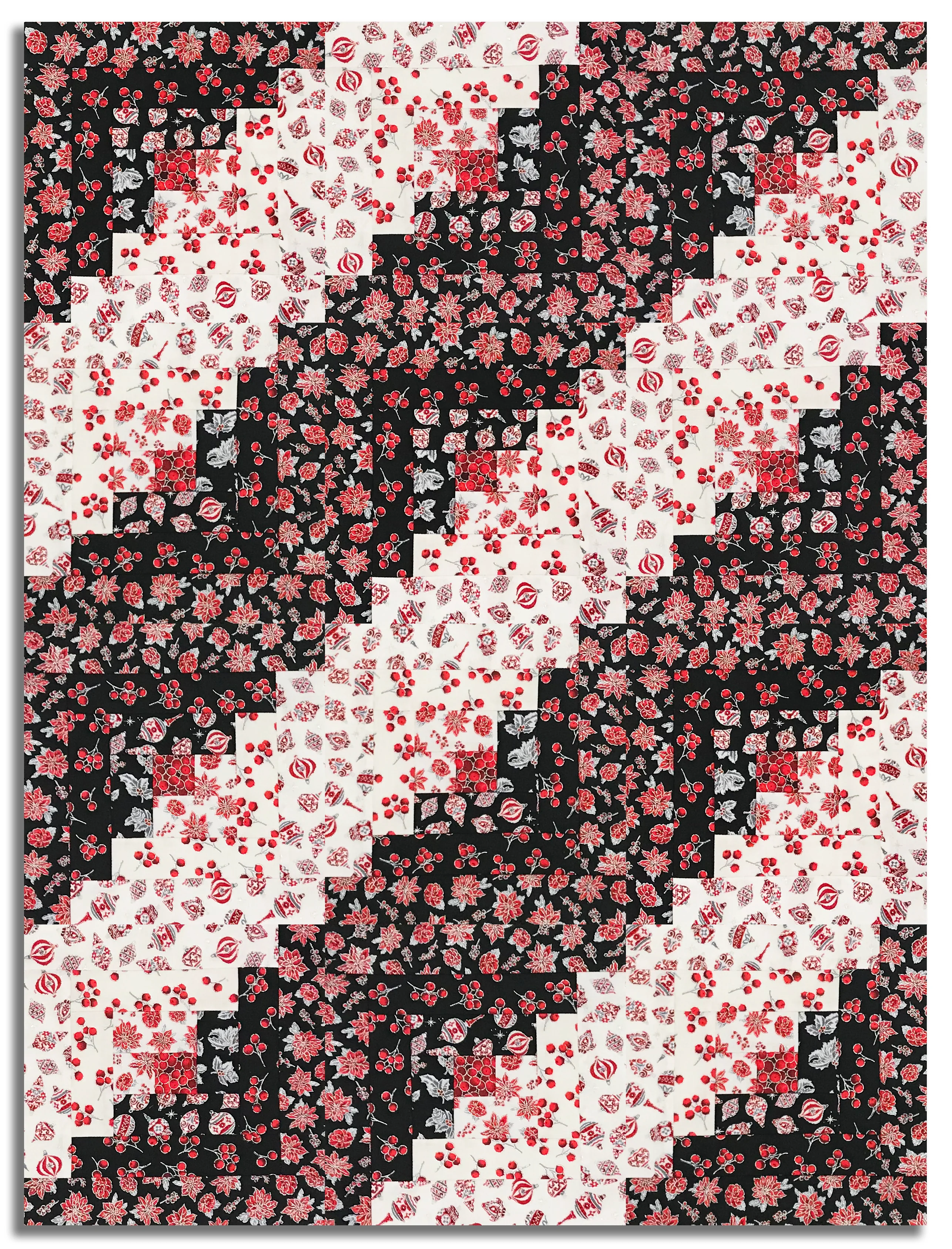 Jordan Fabrics Pre-Cut 12 Block Log Cabin Quilt Kit - Christmas Blossom Silver 2 - Image 3