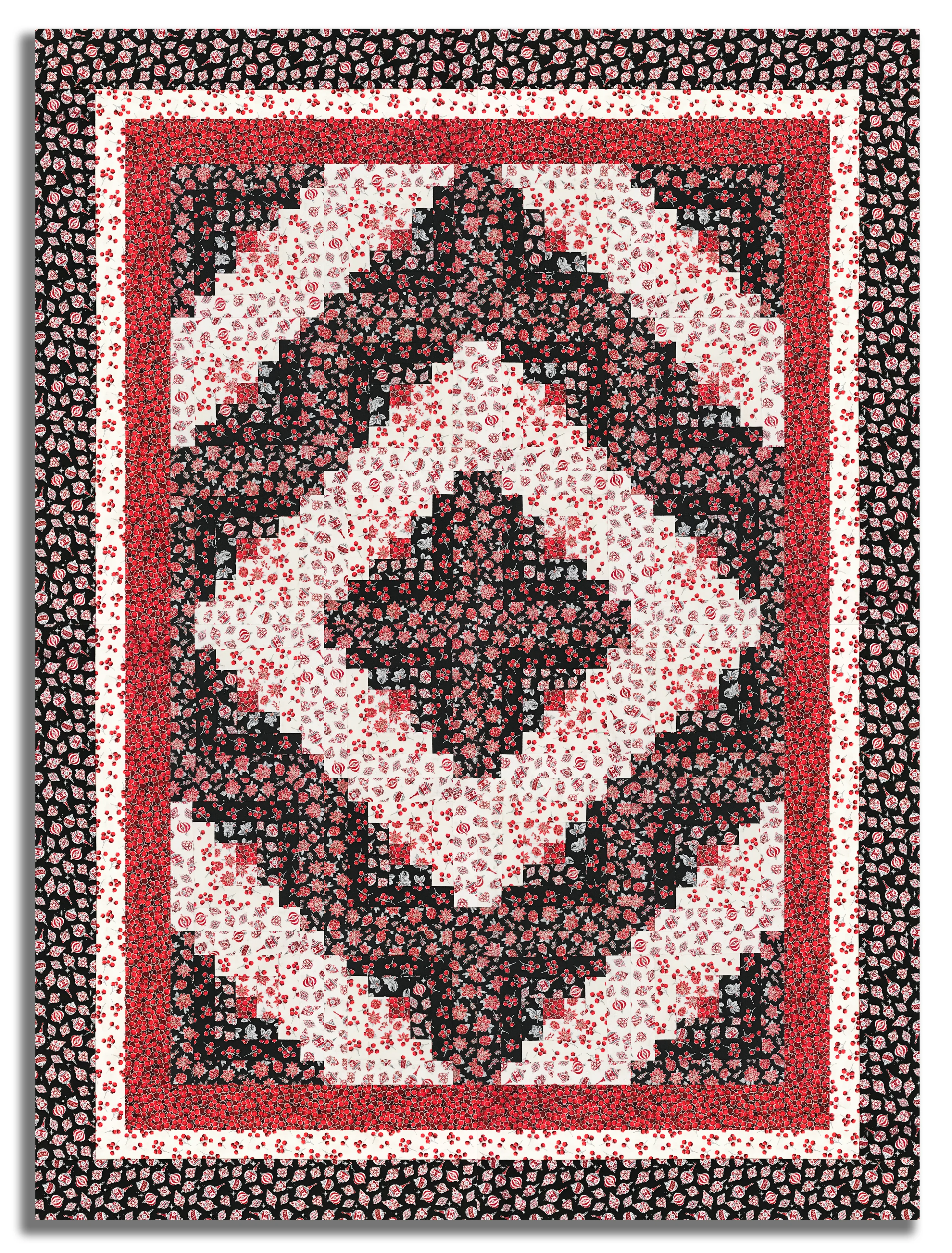 Jordan Fabrics Pre-Cut 12 Block Log Cabin Quilt Kit - Christmas Blossom Silver 2 - Image 5