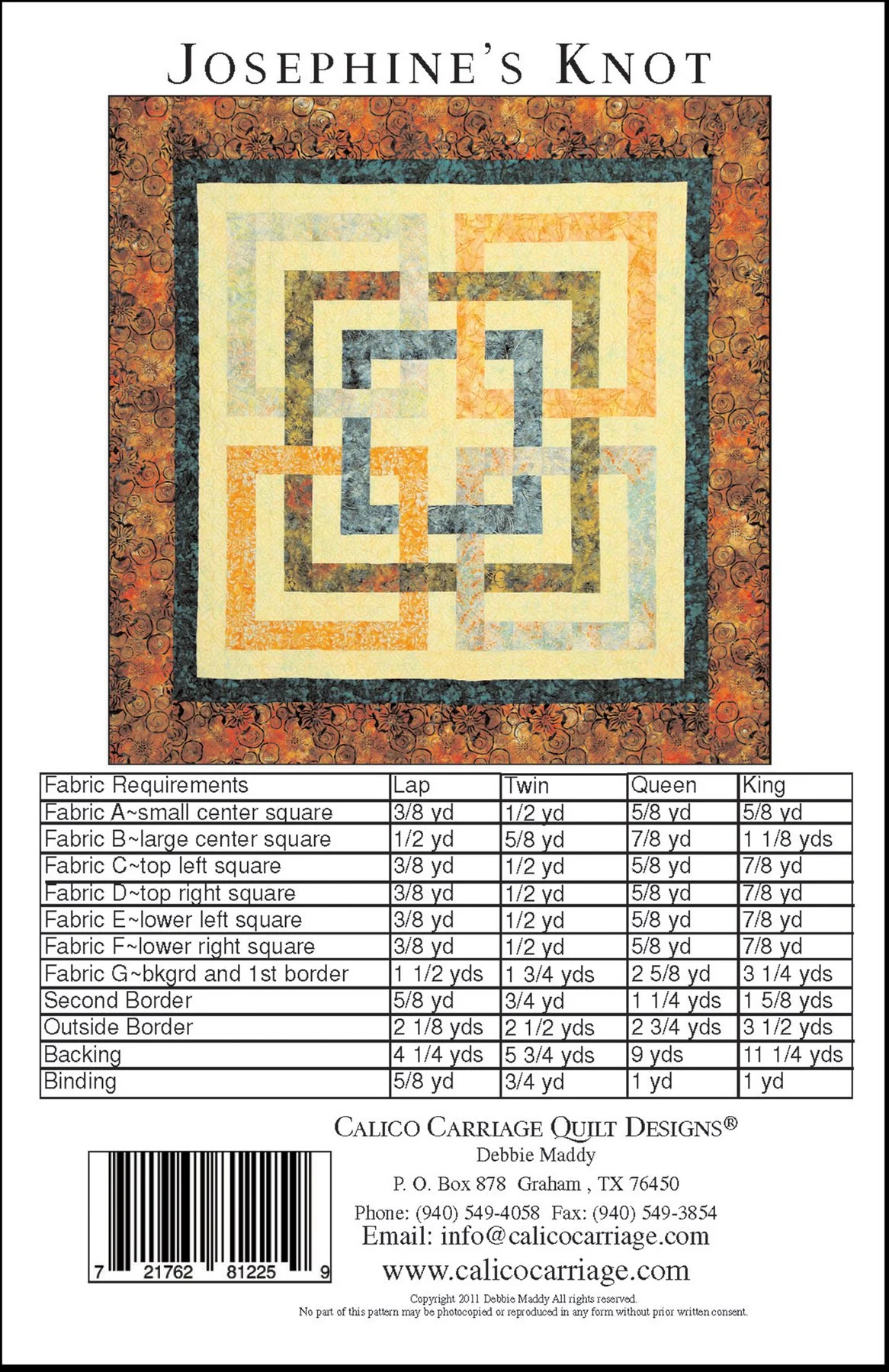 JOSEPHINE'S KNOT - Calico Carriage Quilt Designs Pattern CCQD145 - Image 2