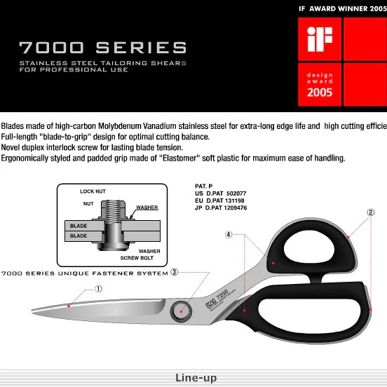 Kai 10" (25cm) Right Handed Stainless Steel Tailoring Shears/Scissors Model 7250 - Image 2