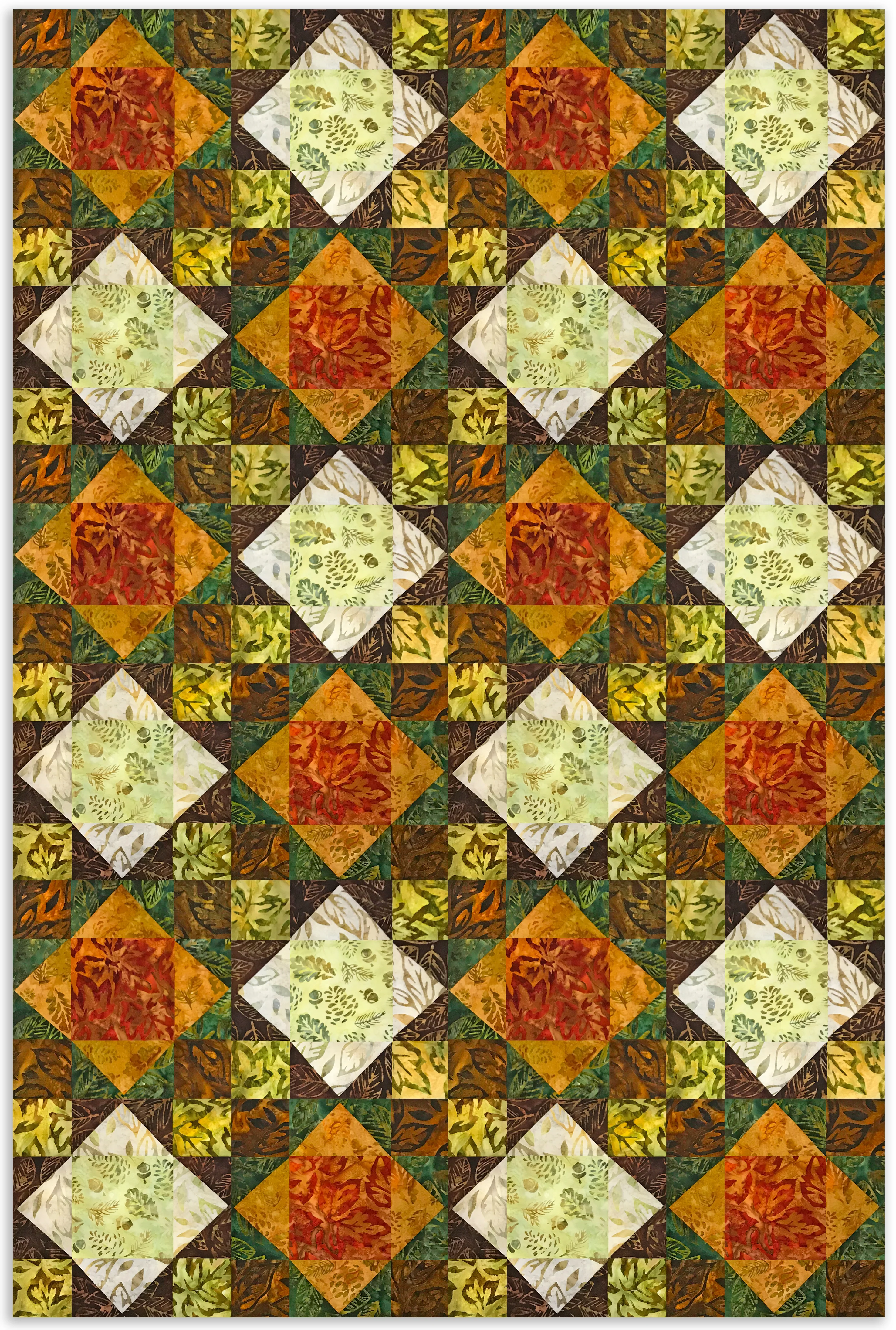 Kaufman Artisan Batiks Pre-Cut 12 Block King's Crown Quilt Kit - Autumn Skies - SUNSET - Image 4