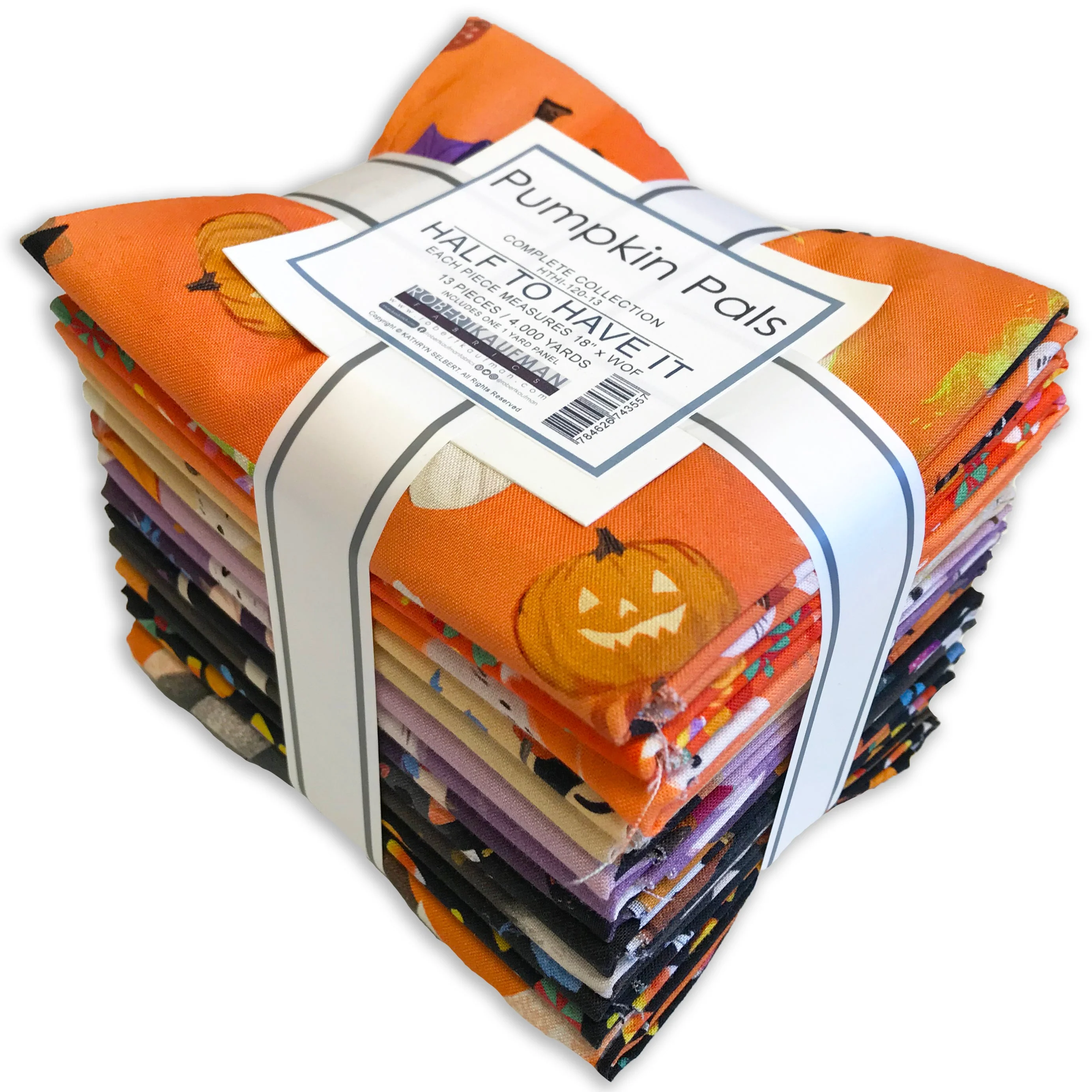Kaufman Pre-Cut 13 Piece Pre-Cut Half-Yard Bundle - Half To Have It - Pumpkin Pals - Image 3