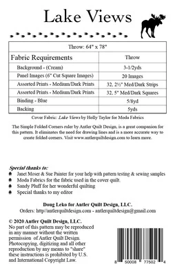 LAKE VIEWS - Antler Quilt Design Pattern DIGITAL DOWNLOAD - Image 2