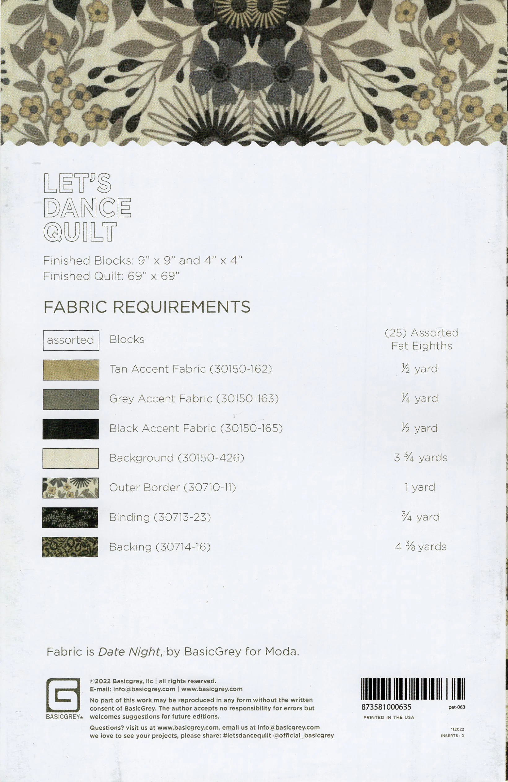 LET'S DANCE - BASICGREY Quilt Pattern 063 - Image 2