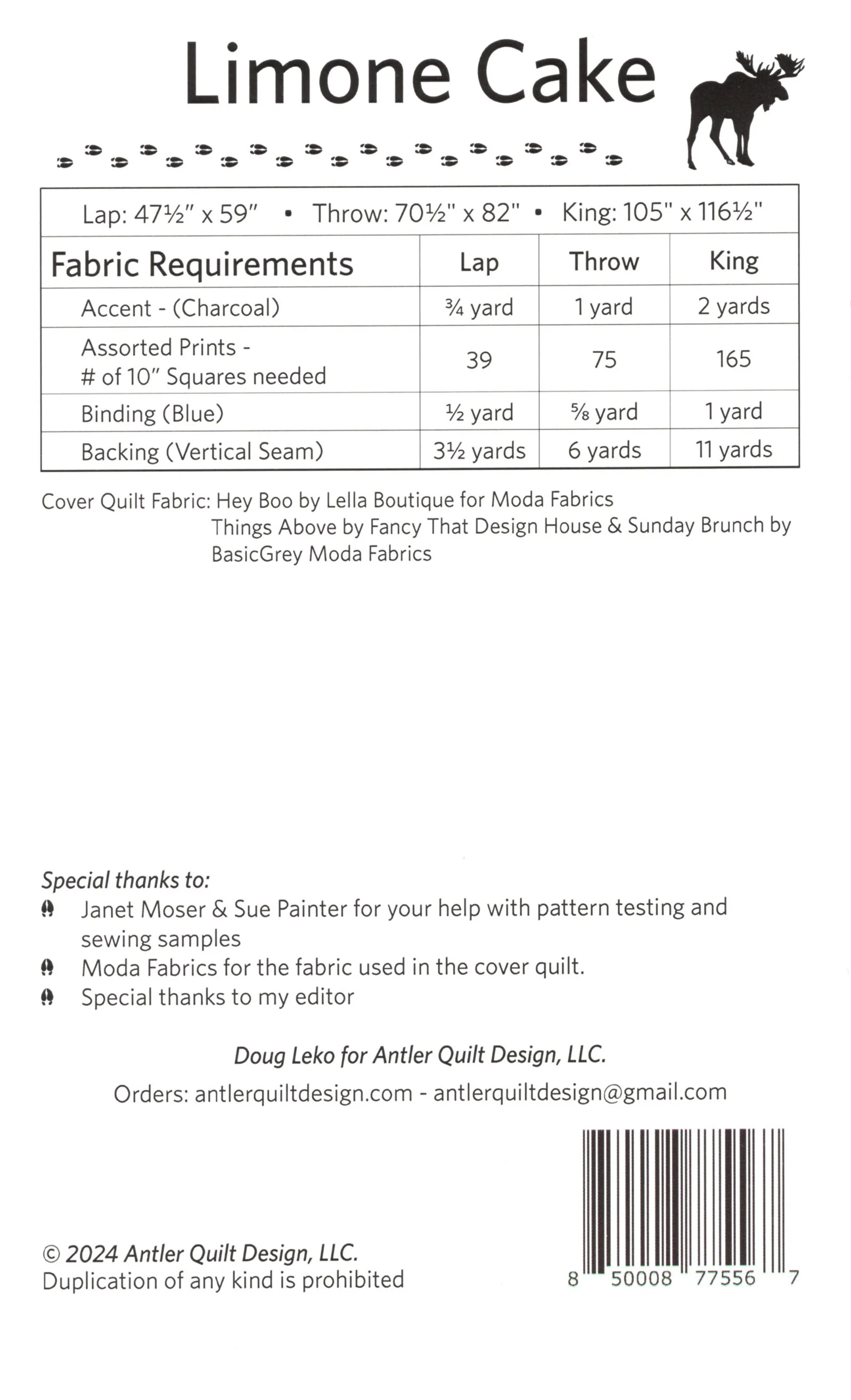 LIMONE CAKE - Antler Quilt Design Pattern AQD0299 - Image 2