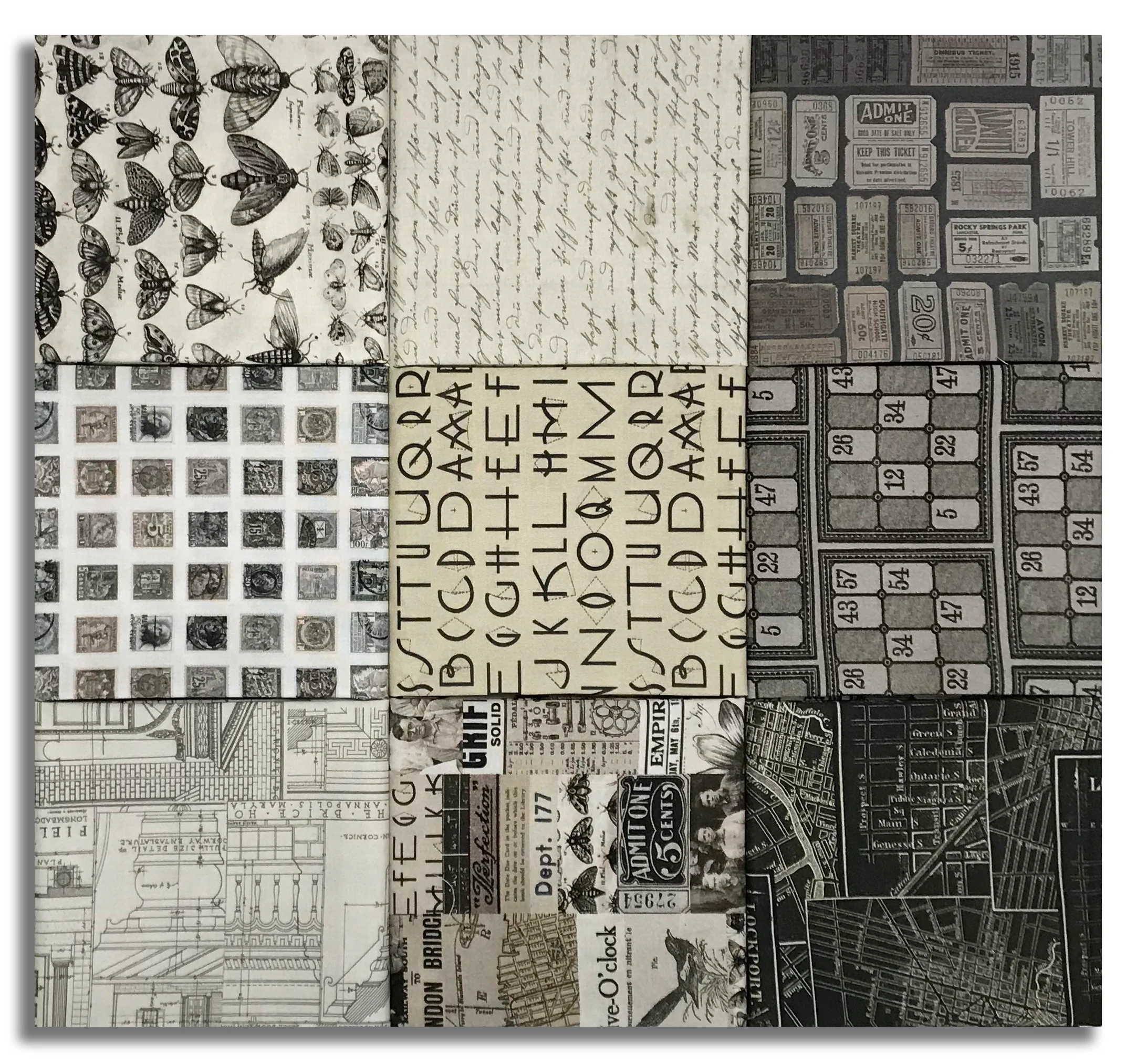 Matt's Free Spirit Pre-Cut 9 Piece Fat Quarter Bundle - Palette - Charcoal - Image 2