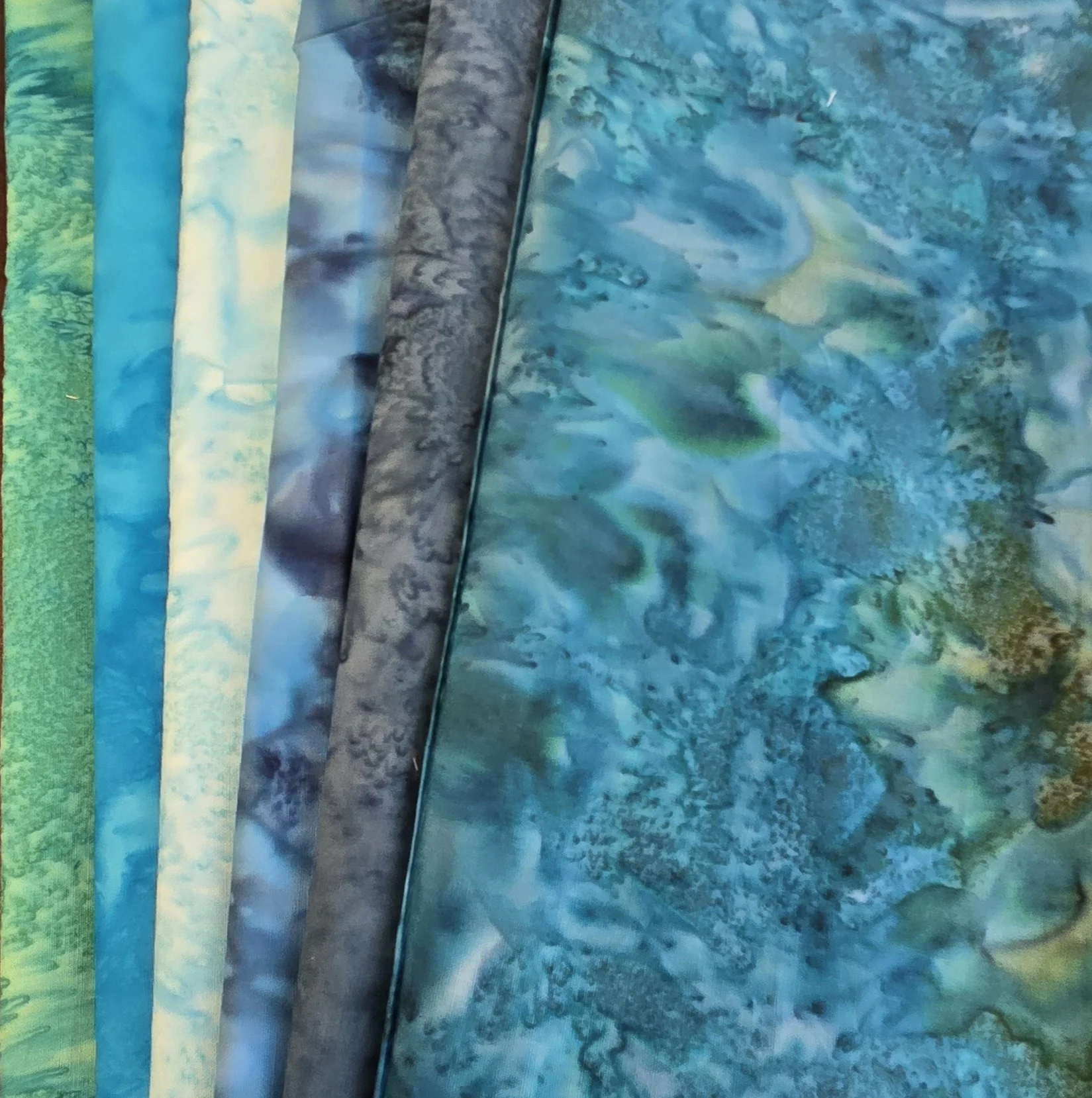 Matt's Mystery Bundles - 5.94 yards - Teal Batiks- Assorted Remnants