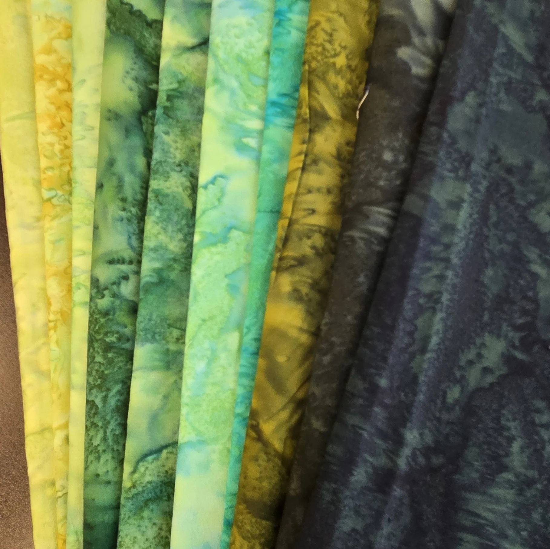 Matt's Mystery Bundles - 6.48 yards -Green Batiks- Assorted Remnants