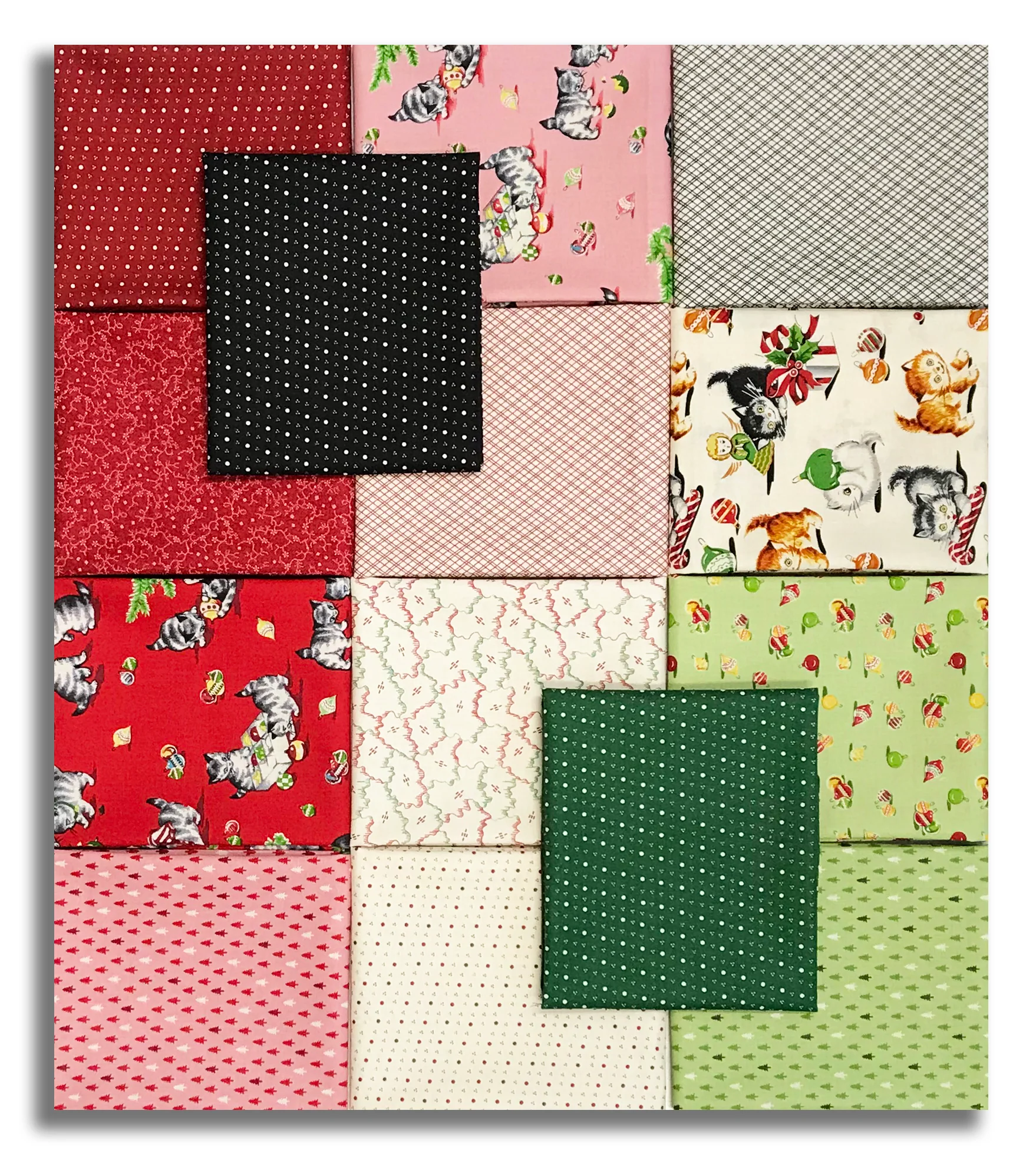 Matt's Pre-Cut Henry Glass & Co. 14 Piece Fat Quarter Bundle - A Kitty For Christmas - Image 2