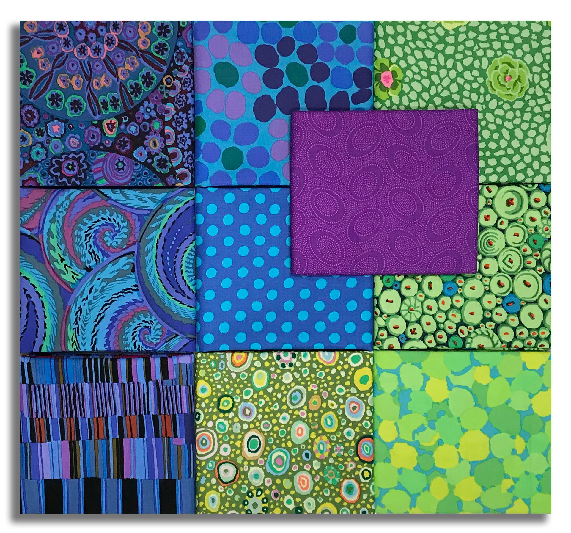 Matt's Pre-Cut Kaffe Fassett 10 Piece Fat Quarter Bundle - Peacock - Image 2