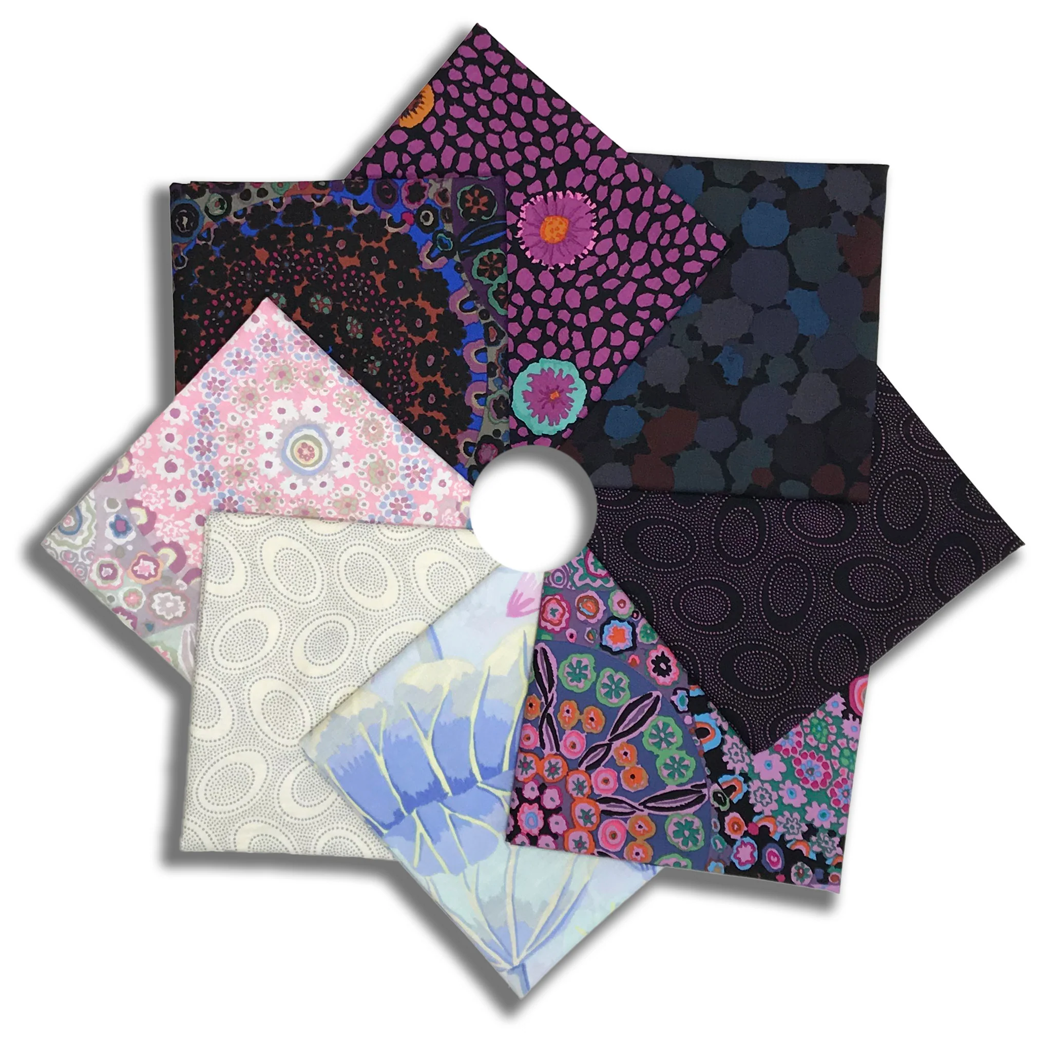 Matt's Pre-Cut Kaffe Fassett 8 Piece Fat Quarter Bundle - Black Ink
