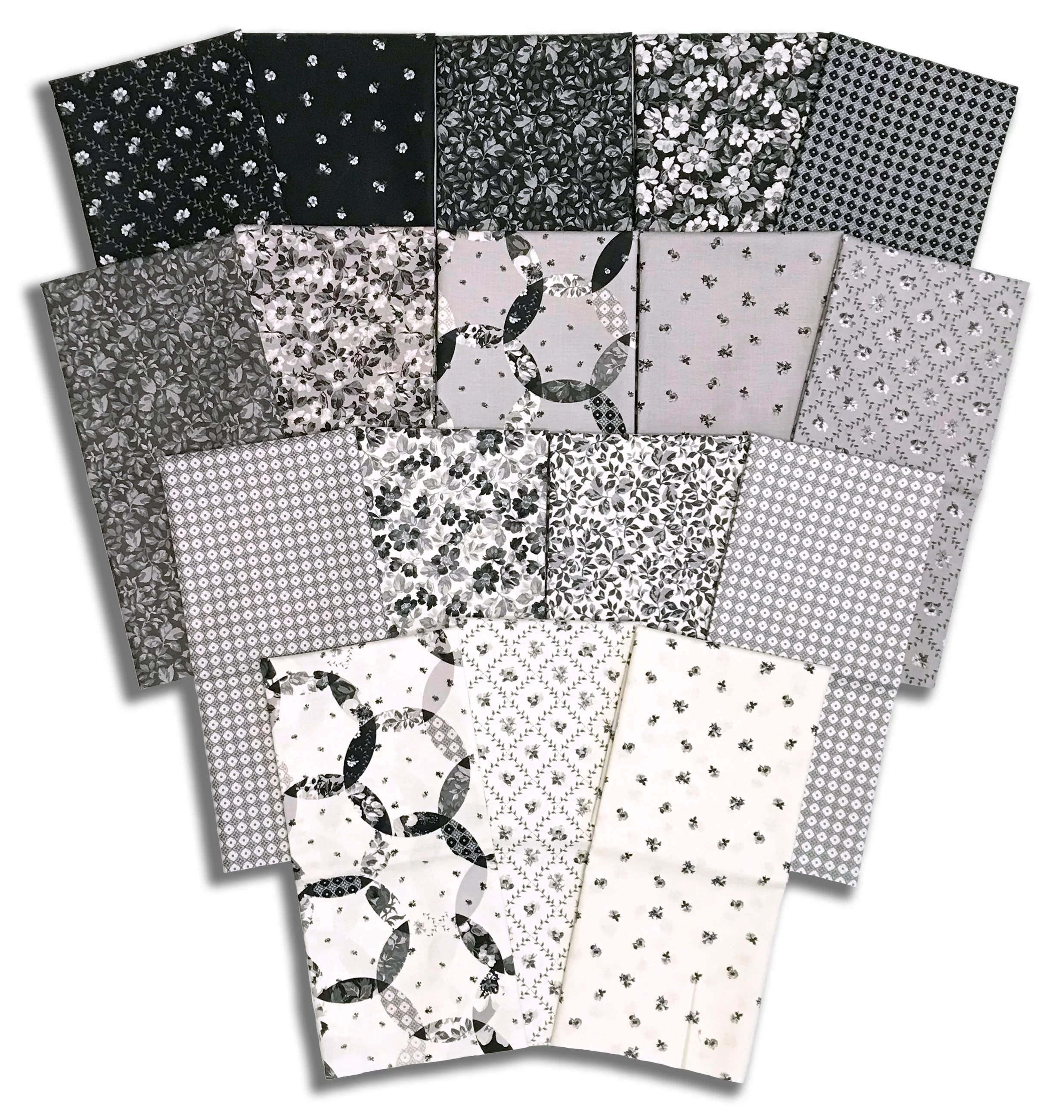 Matt's Riley Blake Pre-Cut 17 Piece Half Yard Bundle - Ink & Ivory