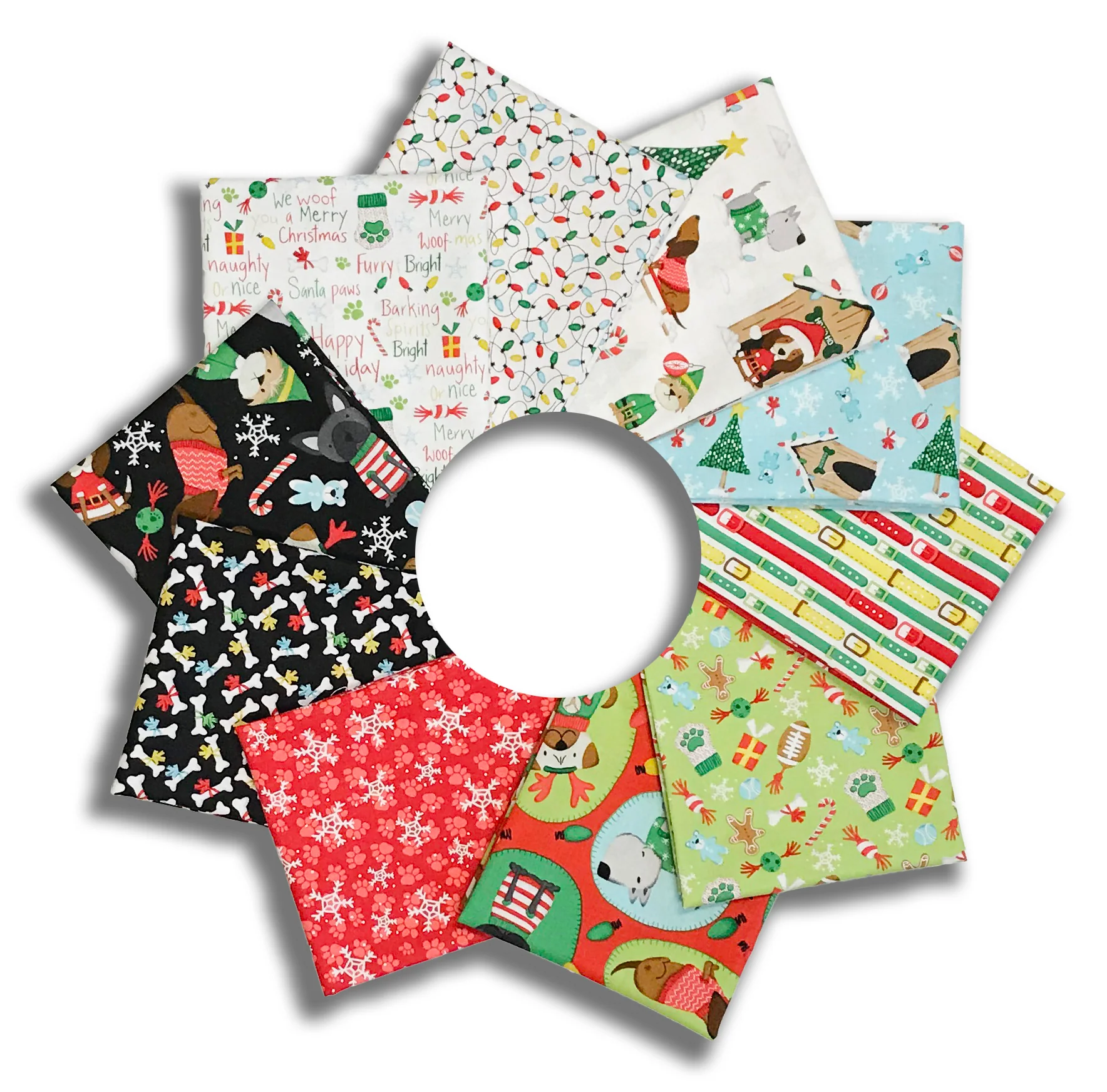 Matt's Studio E Pre-Cut 10 Piece Fat Quarter Bundle - Merry Woof-mas