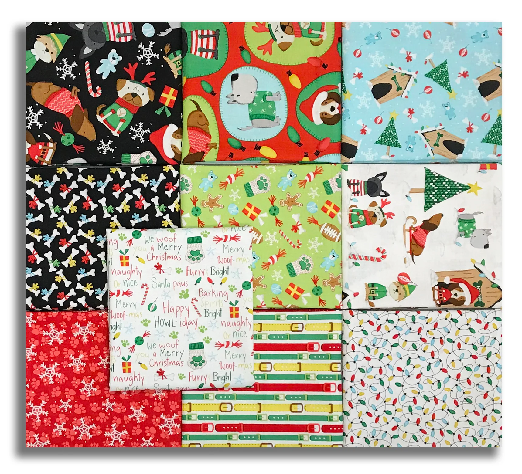 Matt's Studio E Pre-Cut 10 Piece Fat Quarter Bundle - Merry Woof-mas - Image 2