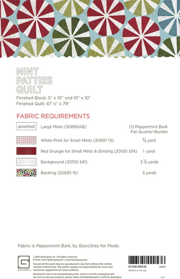 MINT PATTIES - BASICGREY Quilt Pattern 053 DIGITAL DOWNLOAD - Image 2