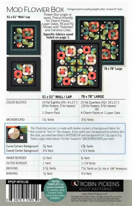 MOD FLOWER BOX - Robin Pickens Quilt Pattern MFB138 - Image 2