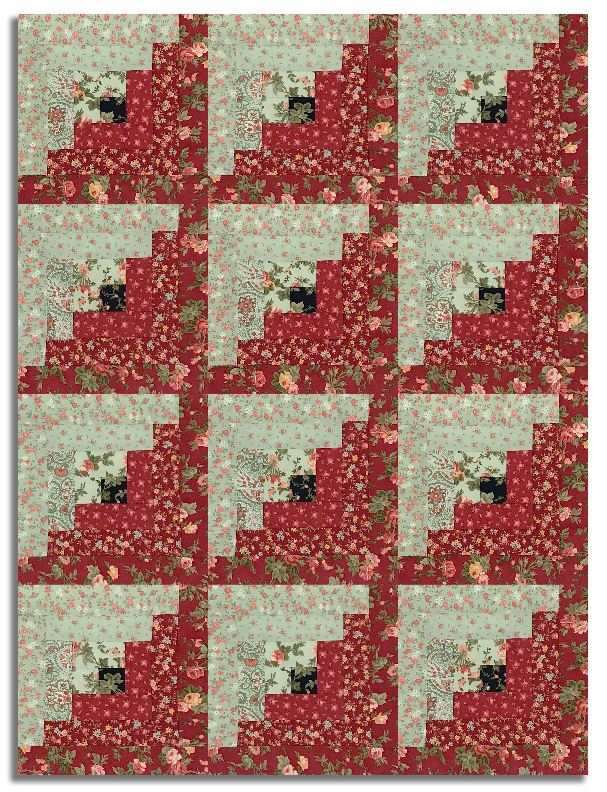 Moda 3 Sisters Pre-cut 12 Block Log Cabin Quilt Kit - Ambiance - Rose - Image 2