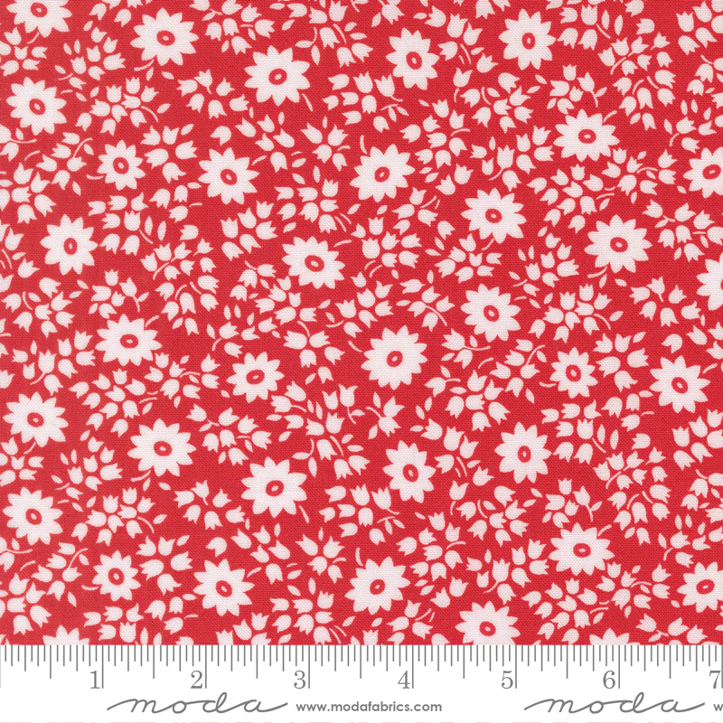 Moda 30's Playtime 2025 23372 14 Scarlet Perky Posies By The Yard
