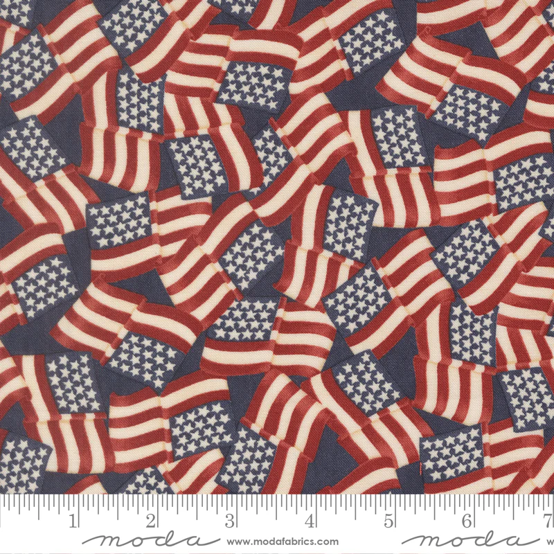 Moda America 250 Years 56180 14 Loyalty Blue Waving Flags By The Yard
