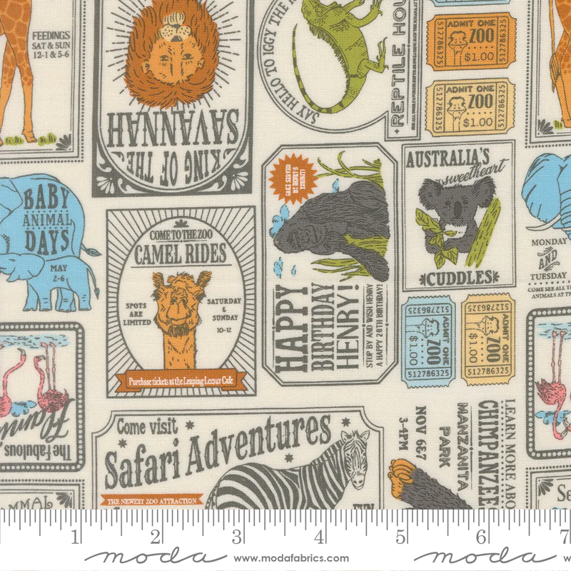 Moda Animal Park Fun 20965 11 Dove Zoo Text By The Yard