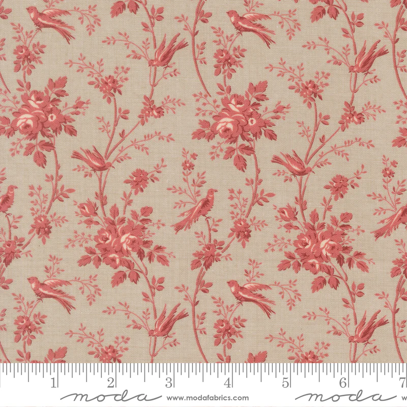 Moda - French General - Fleur De Paris 13996 15 Smoke Oiseaux Birds By The Yard