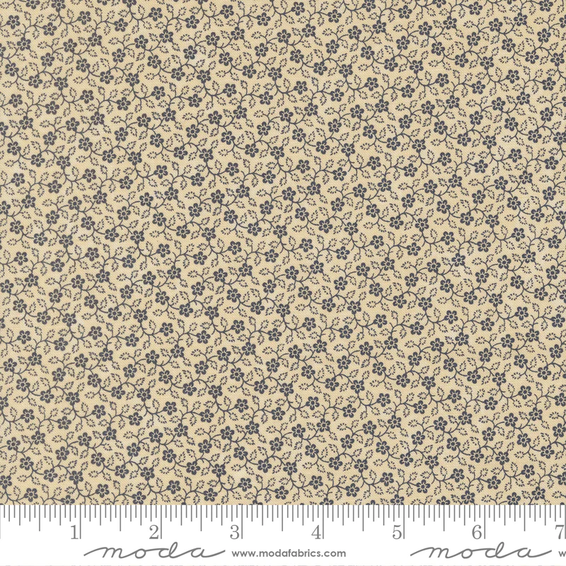 Moda Kansas Troubles - Bluebird's Nest 9806 21 Tan Blue Flowering Vine By The Yard