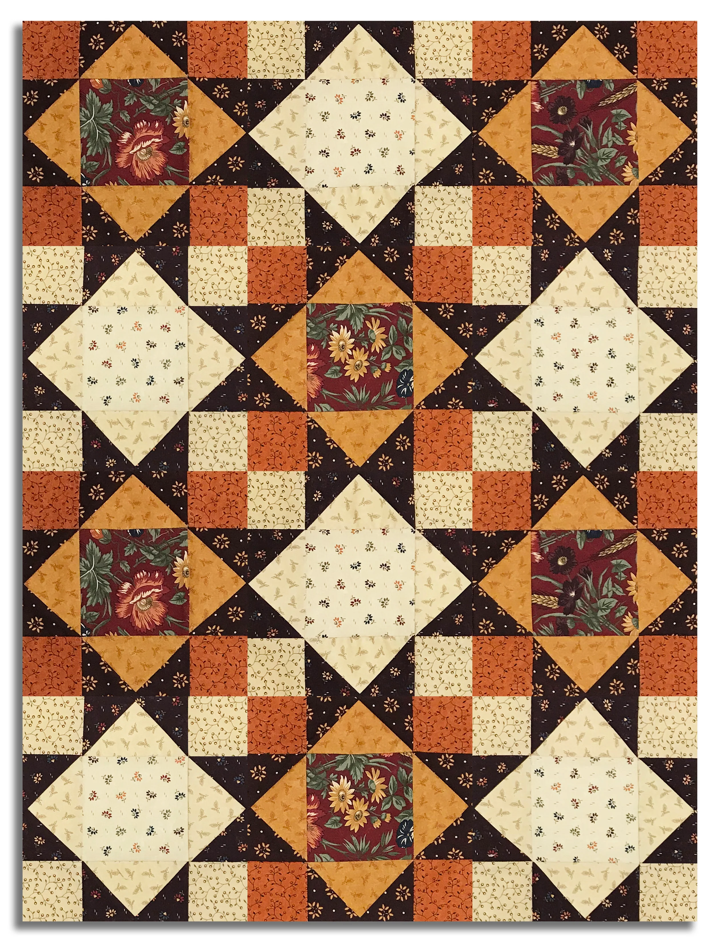 Moda Kansas Troubles Pre-Cut 12 Block King's Crown Quilt Kit - Wheatland - Mulberry
