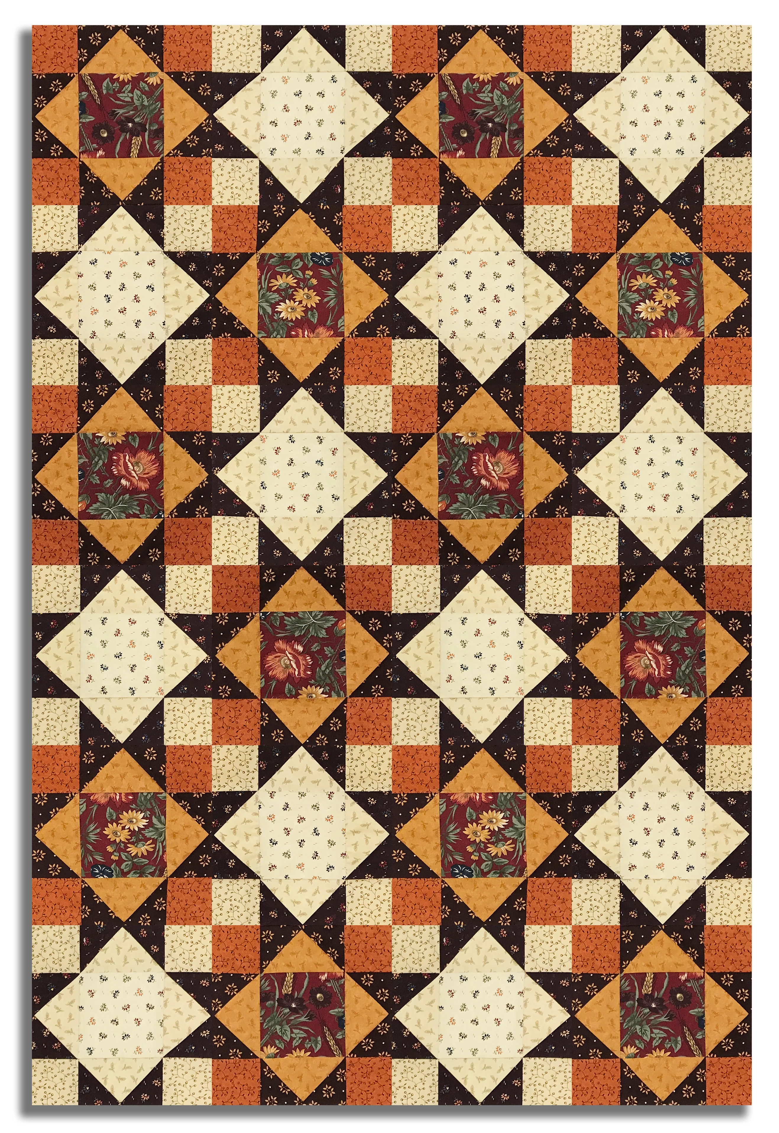 Moda Kansas Troubles Pre-Cut 12 Block King's Crown Quilt Kit - Wheatland - Mulberry - Image 4