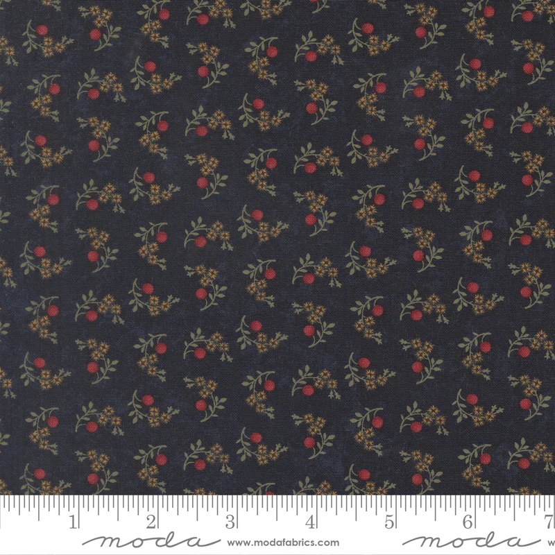 Moda Kansas Troubles - Quail Run 9834 14 Indigo Blooms & Berries By The Yard