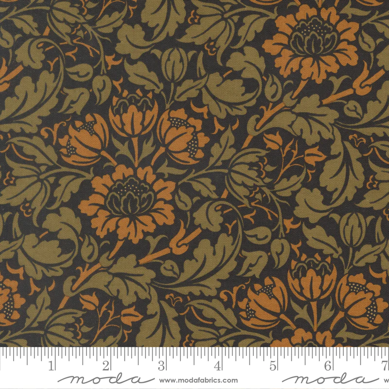 Moda Morris Muse 13384 15 Ebony Flowering Scroll By The Yard