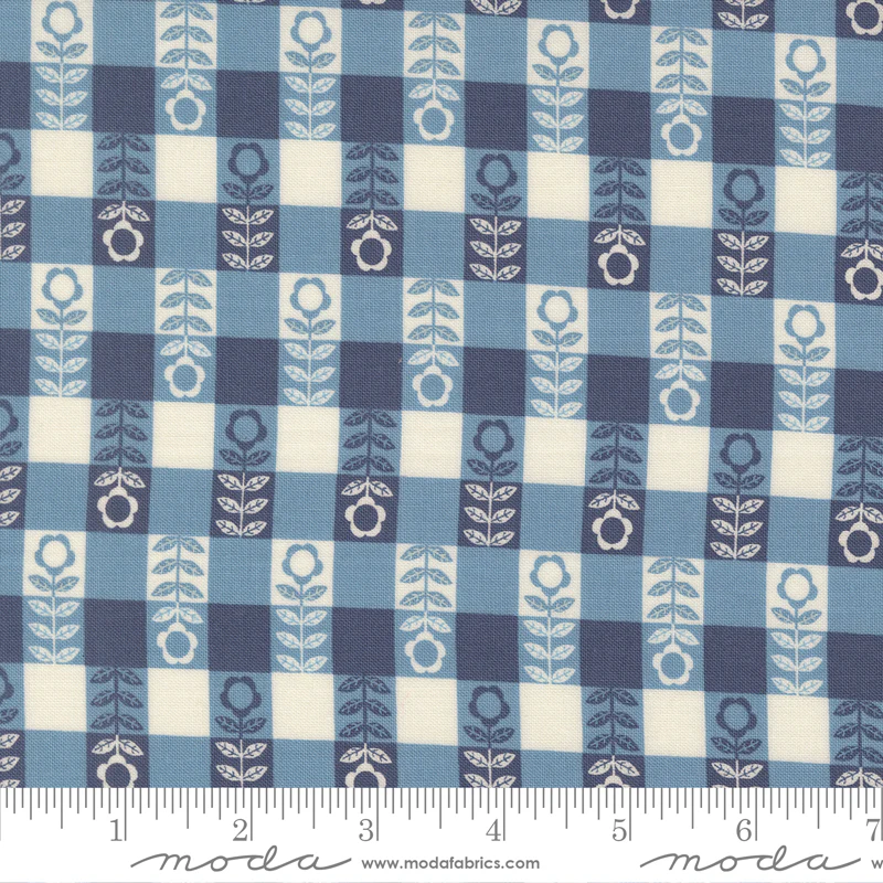 Moda Night Owl 48426 13 Sky Flower Plaid By The Yard
