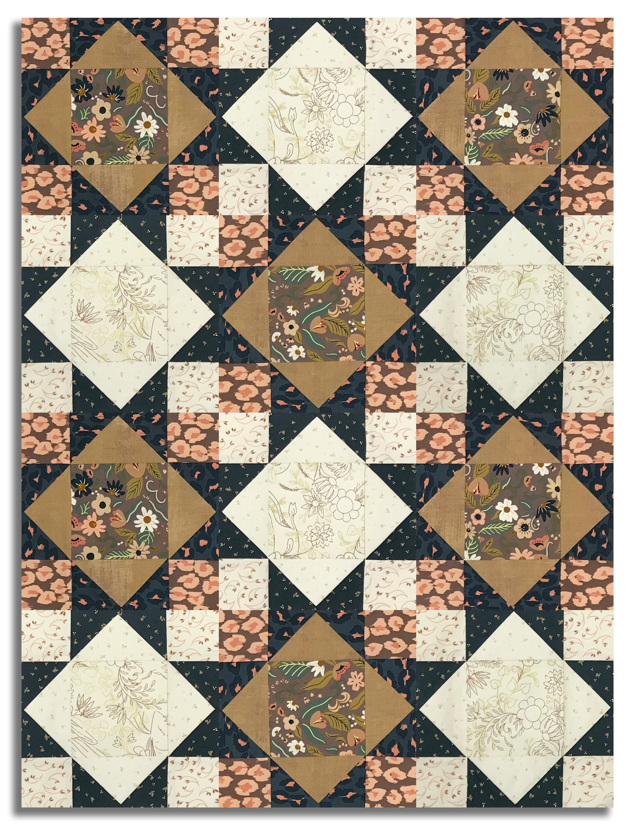 Moda Pre-Cut 12 Block King's Crown Quilt Kit - Sunlit Ruins