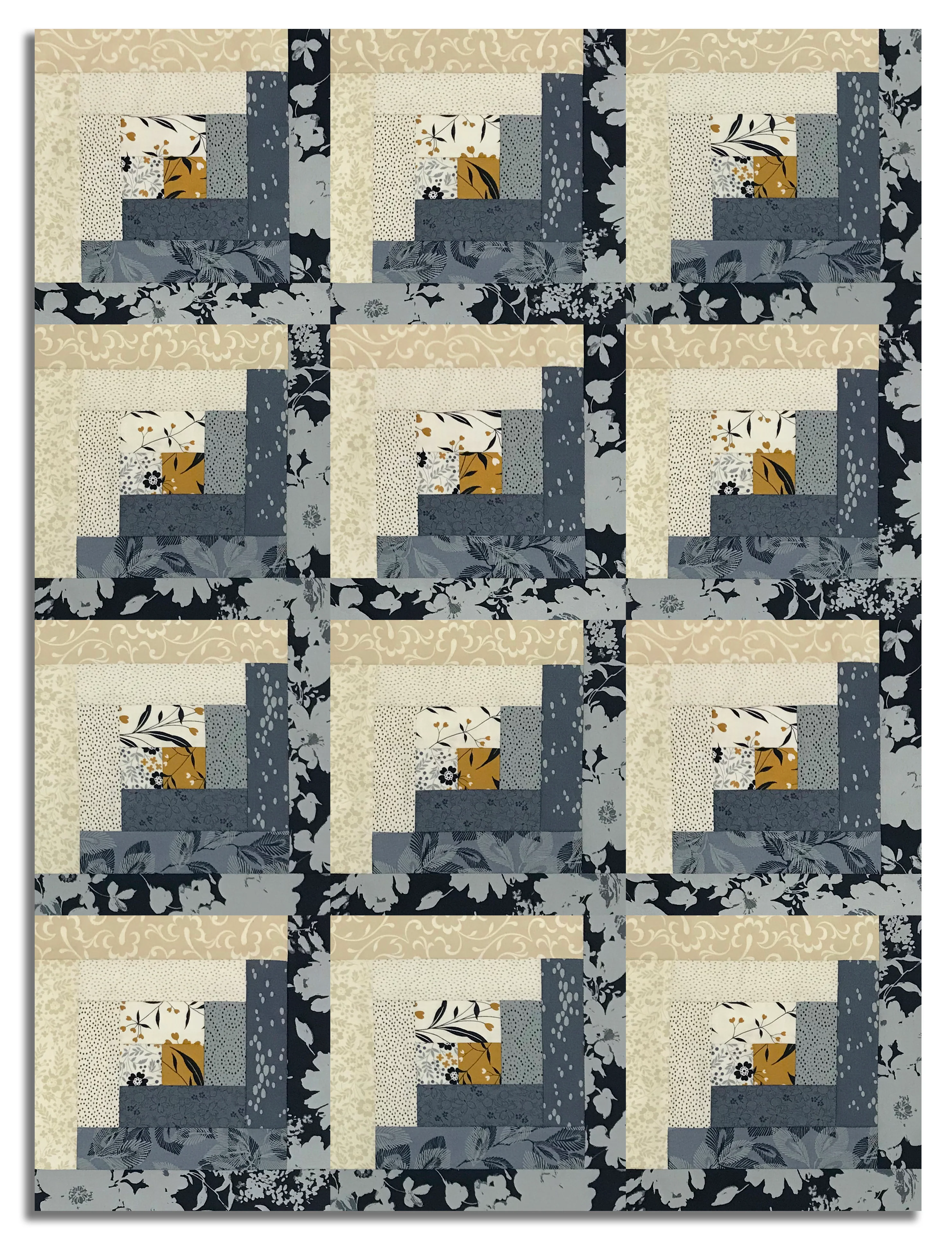 Moda Pre-cut 12 Block Log Cabin Quilt Kit - Arabesque - Dusk - Image 2
