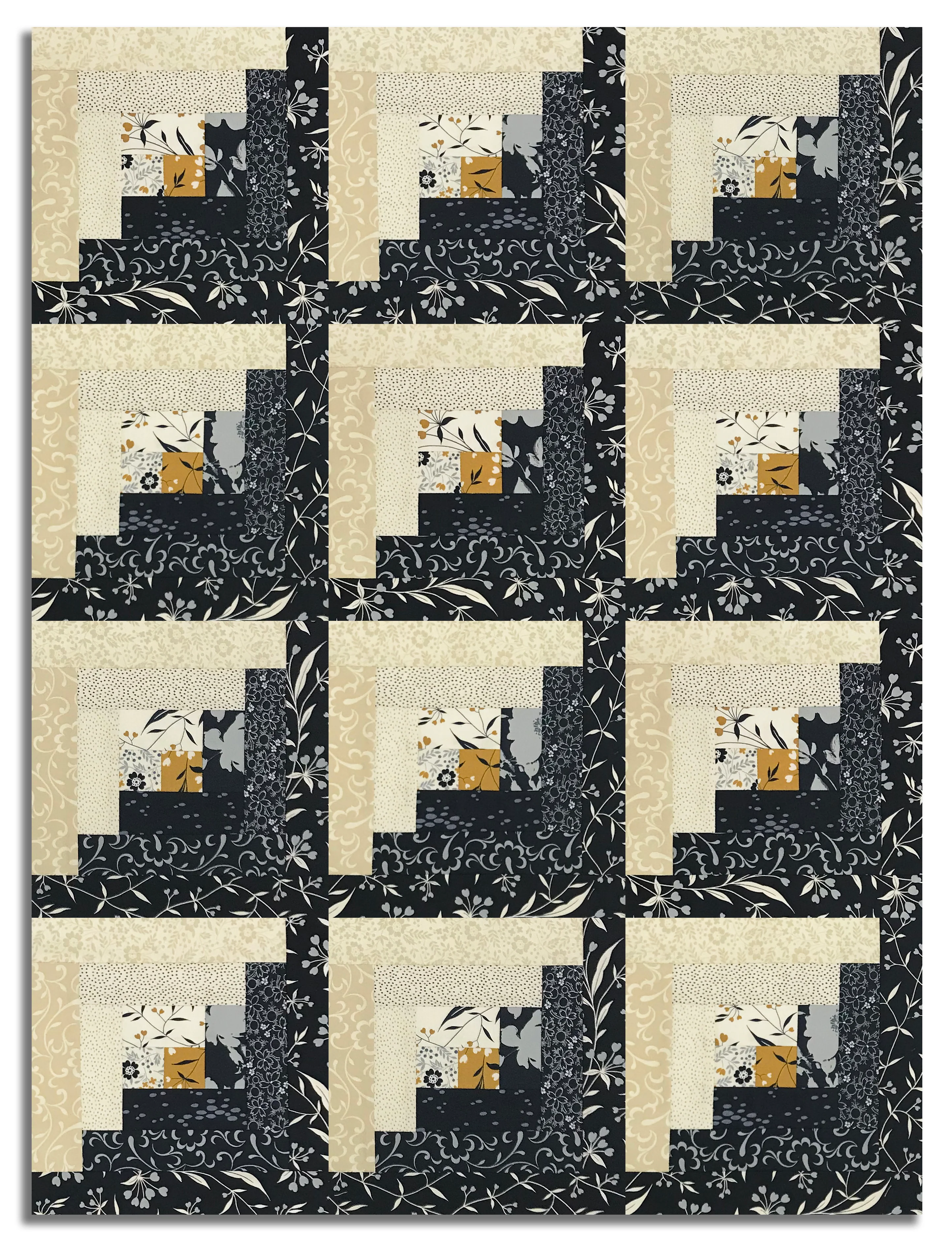 Moda Pre-cut 12 Block Log Cabin Quilt Kit - Arabesque - Midnight - Image 2