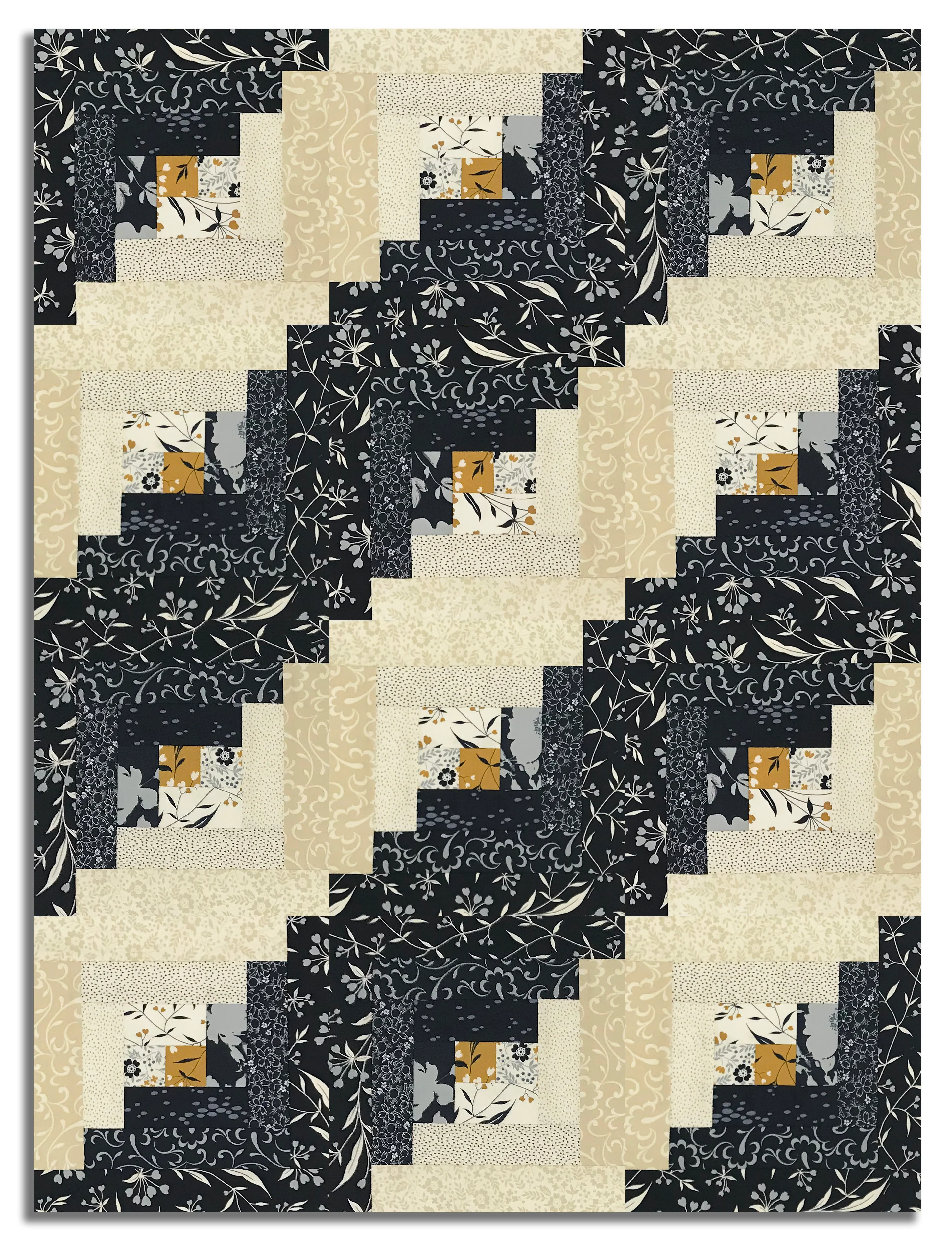 Moda Pre-cut 12 Block Log Cabin Quilt Kit - Arabesque - Midnight - Image 3