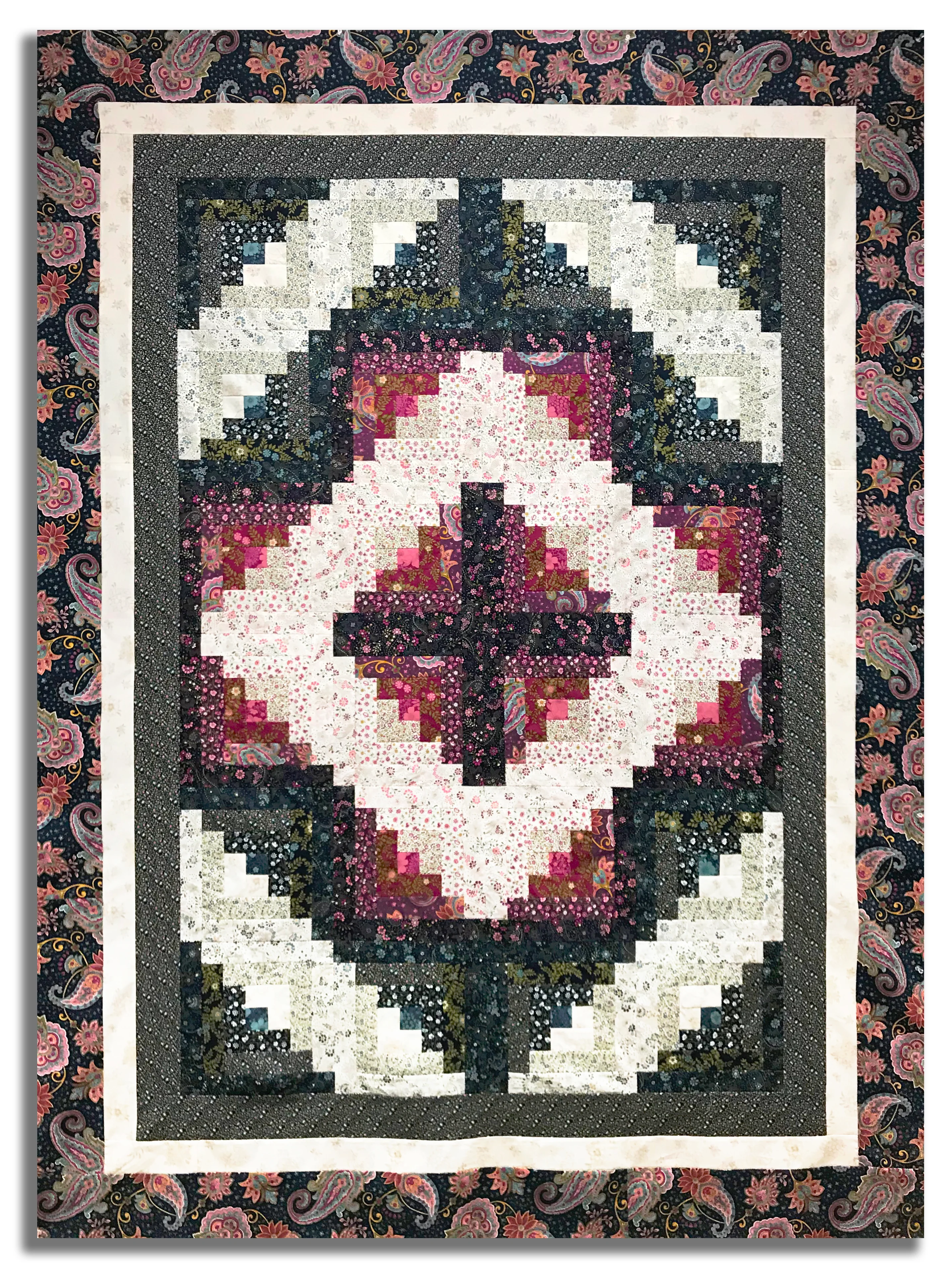 Moda Pre-cut 12 Block Log Cabin Quilt Kit - Chelsea Garden - Midnight - Image 2