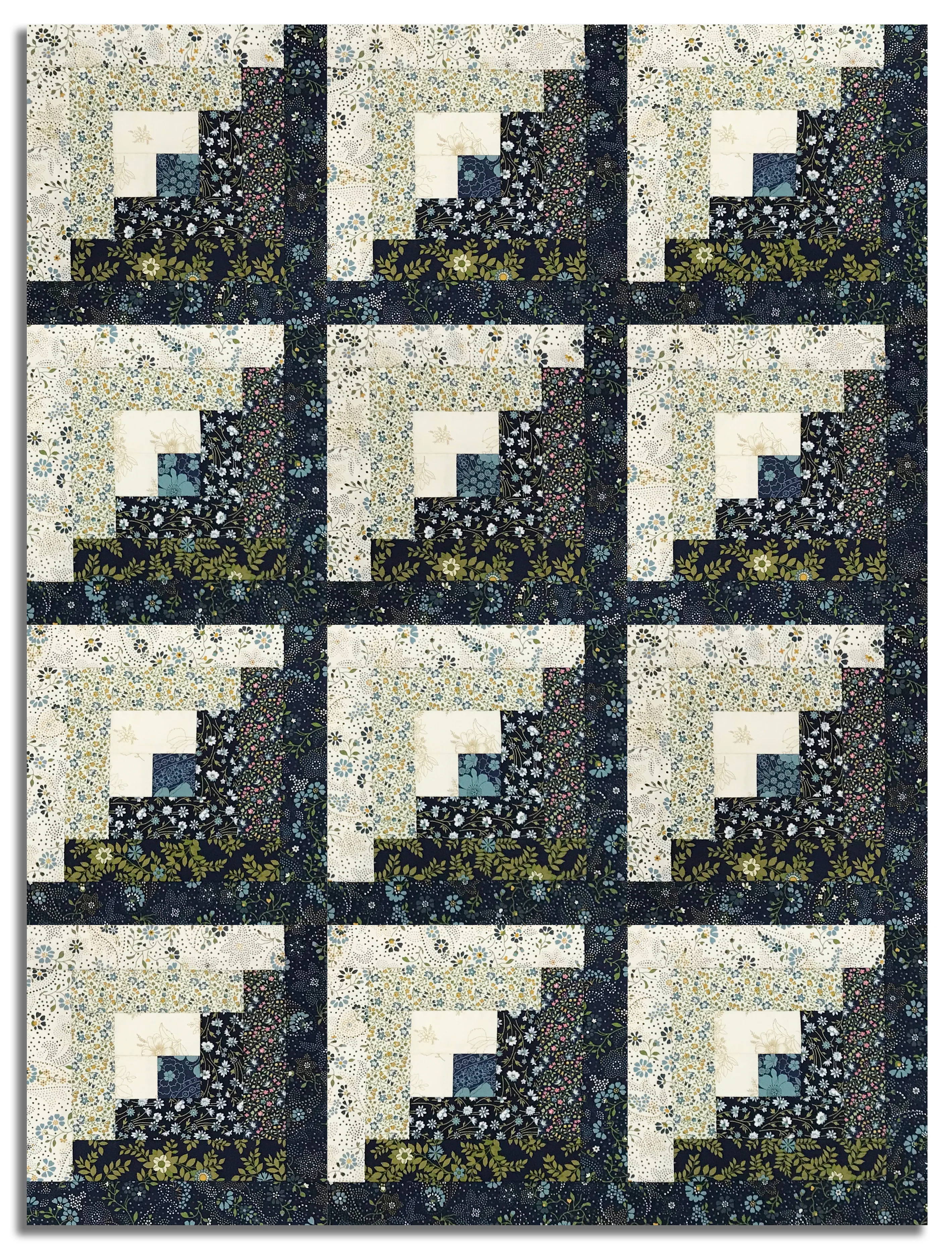Moda Pre-cut 12 Block Log Cabin Quilt Kit - Chelsea Garden - Midnight - Image 3