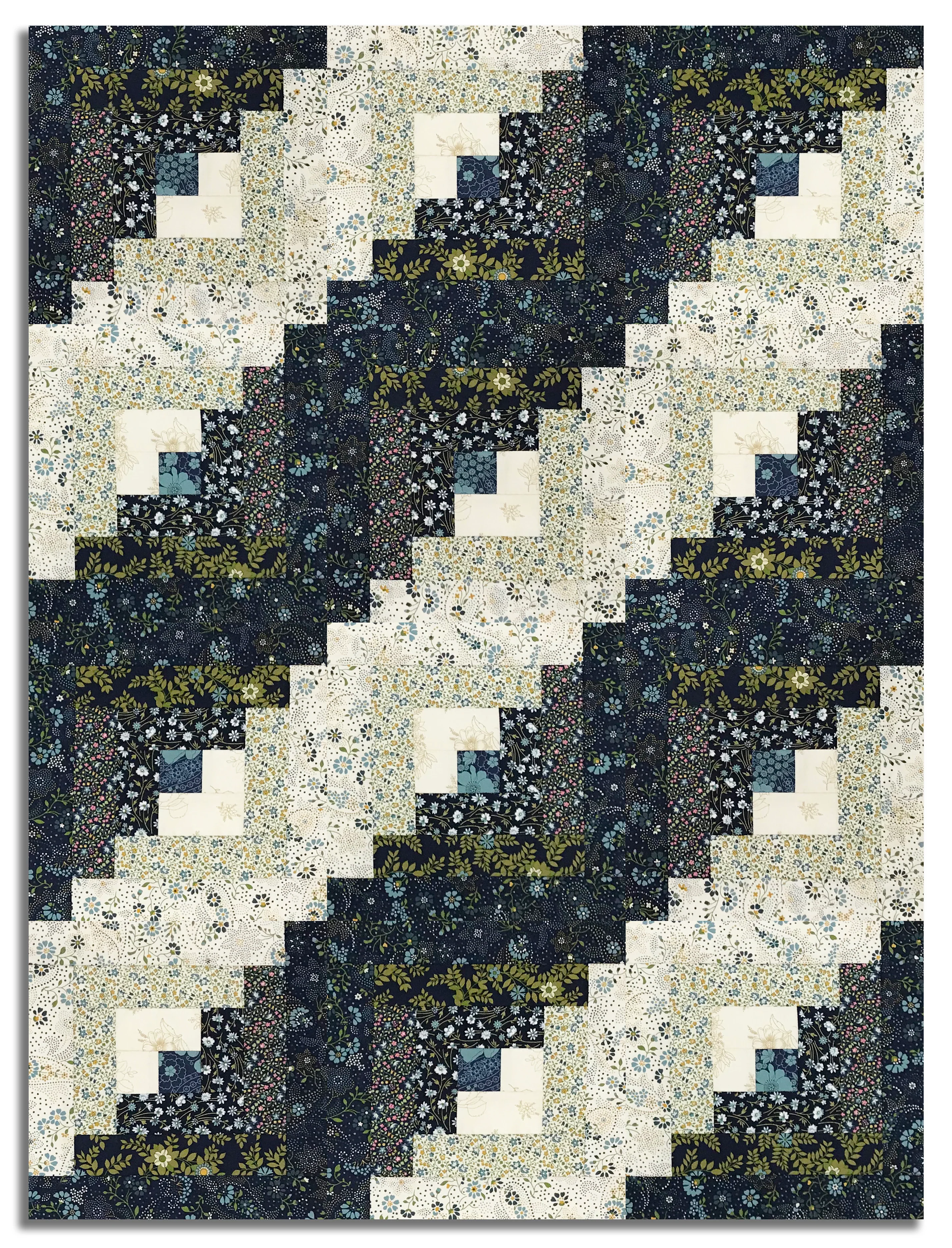 Moda Pre-cut 12 Block Log Cabin Quilt Kit - Chelsea Garden - Midnight - Image 4