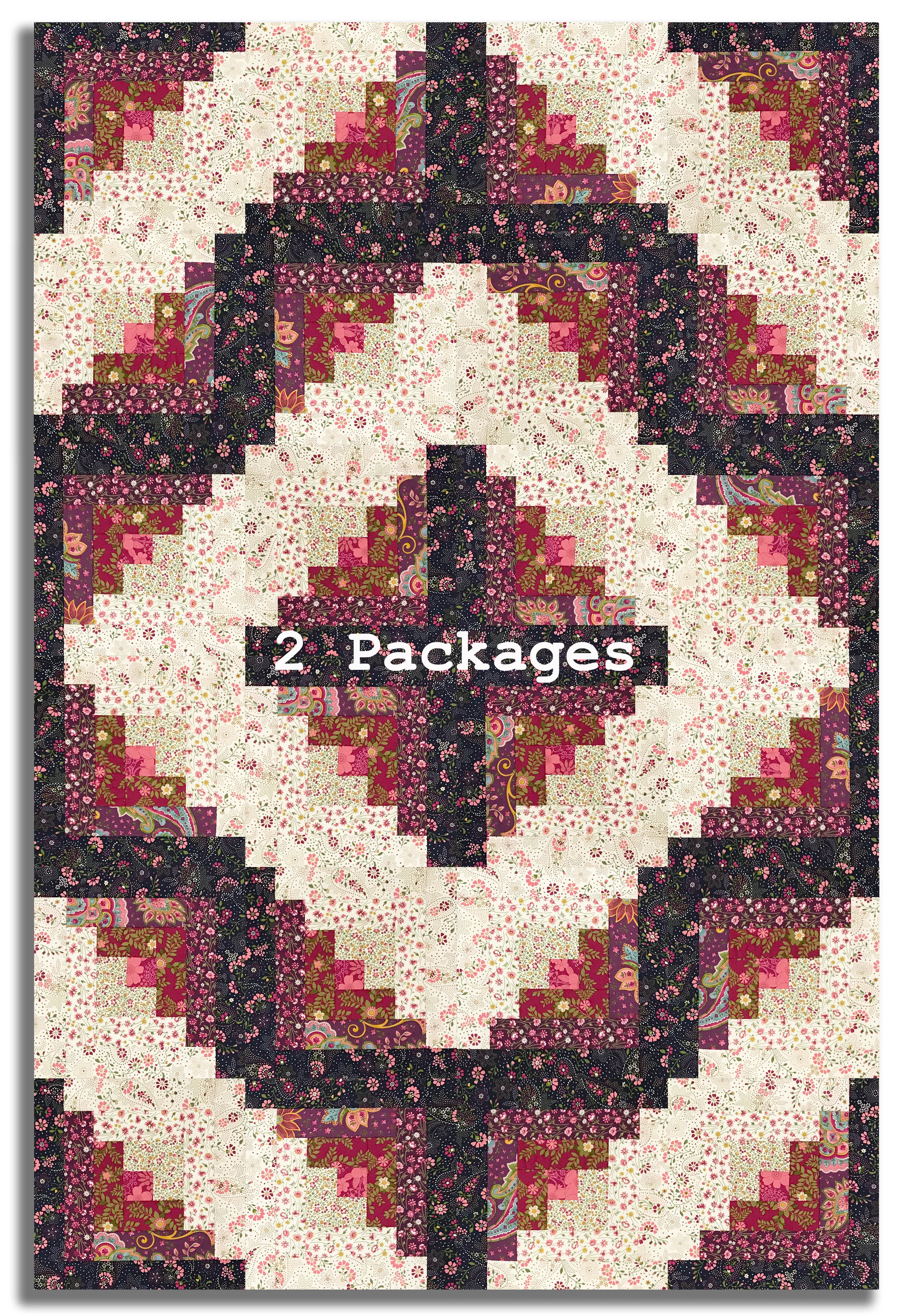 Moda Pre-cut 12 Block Log Cabin Quilt Kit - Chelsea Garden - Mulberry - Image 5