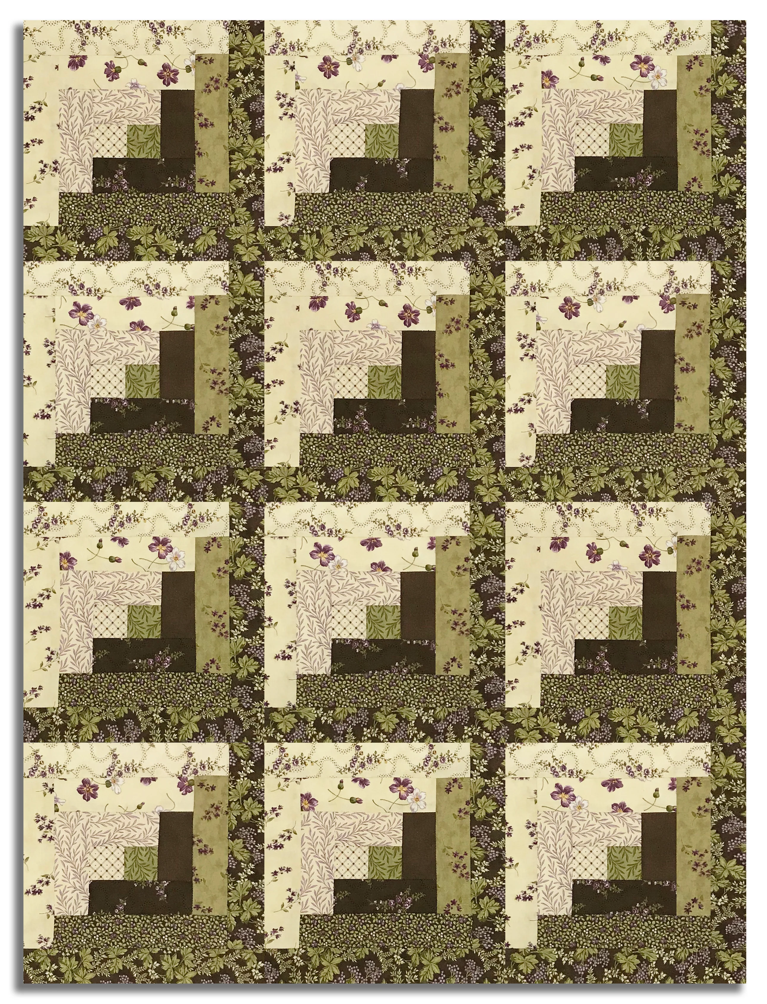 Moda Pre-cut 12 Block Log Cabin Quilt Kit - Collection For A Cause: Essence - Clover - Image 2