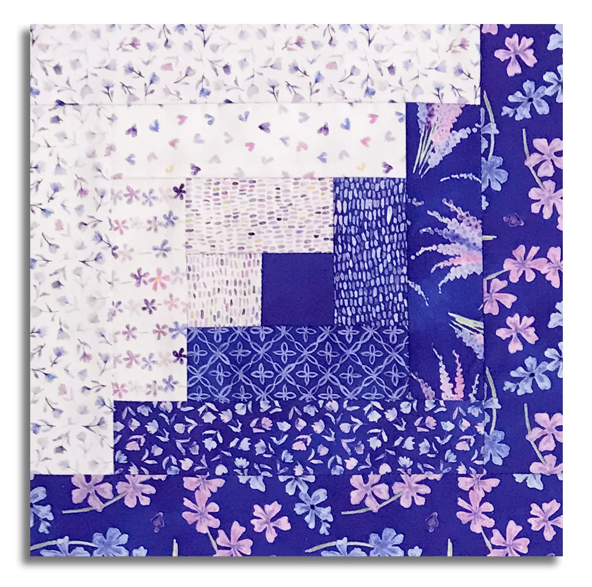 Moda Pre-cut 12 Block Log Cabin Quilt Kit - Delphinium