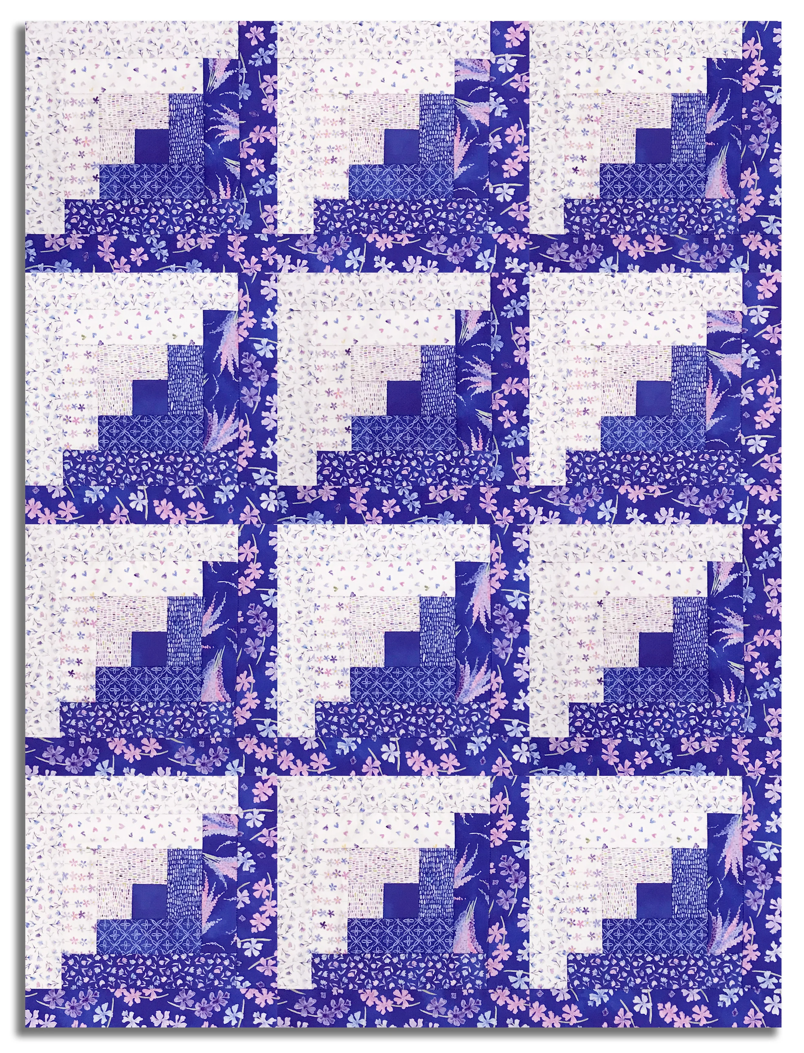 Moda Pre-cut 12 Block Log Cabin Quilt Kit - Delphinium - Image 2