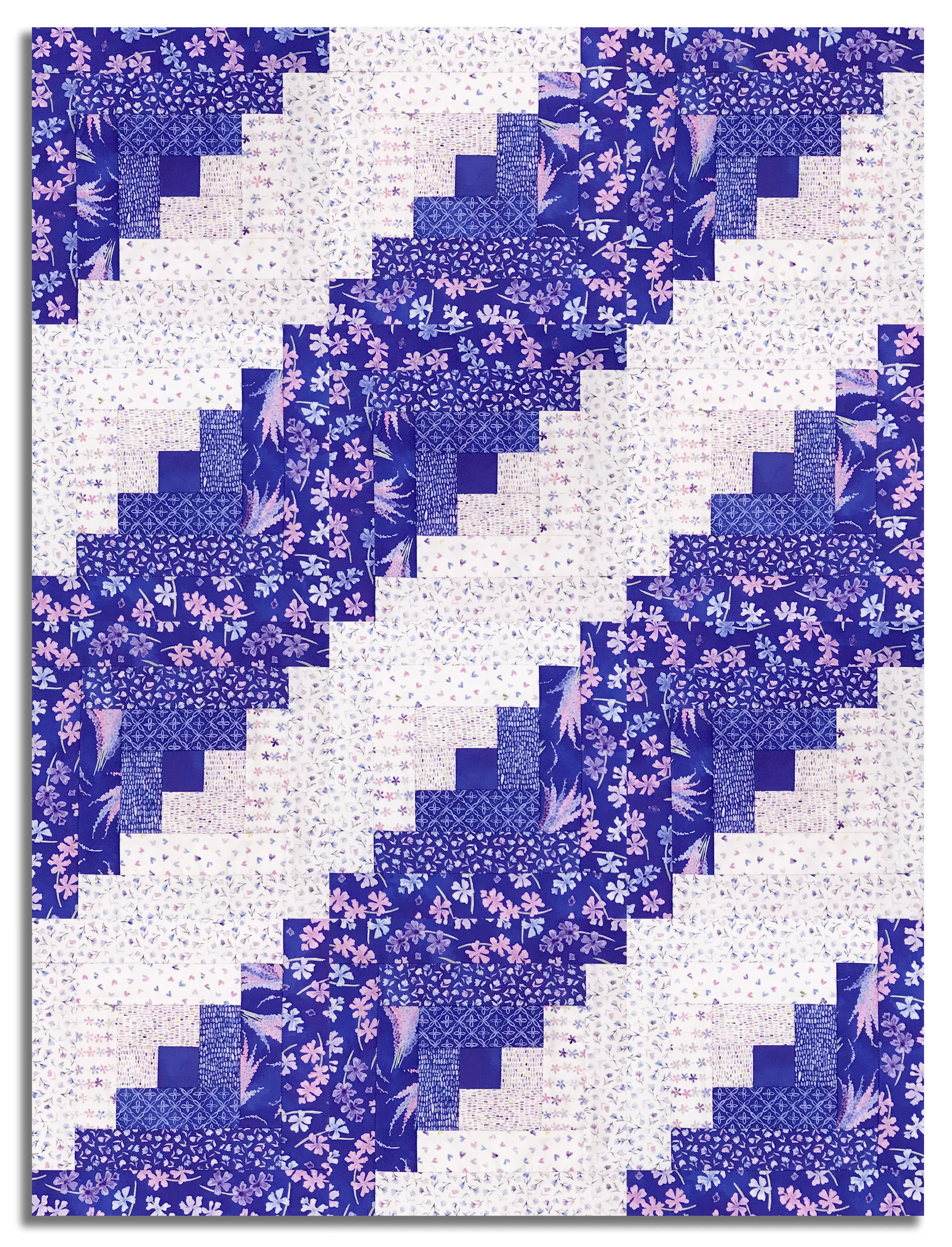 Moda Pre-cut 12 Block Log Cabin Quilt Kit - Delphinium - Image 3