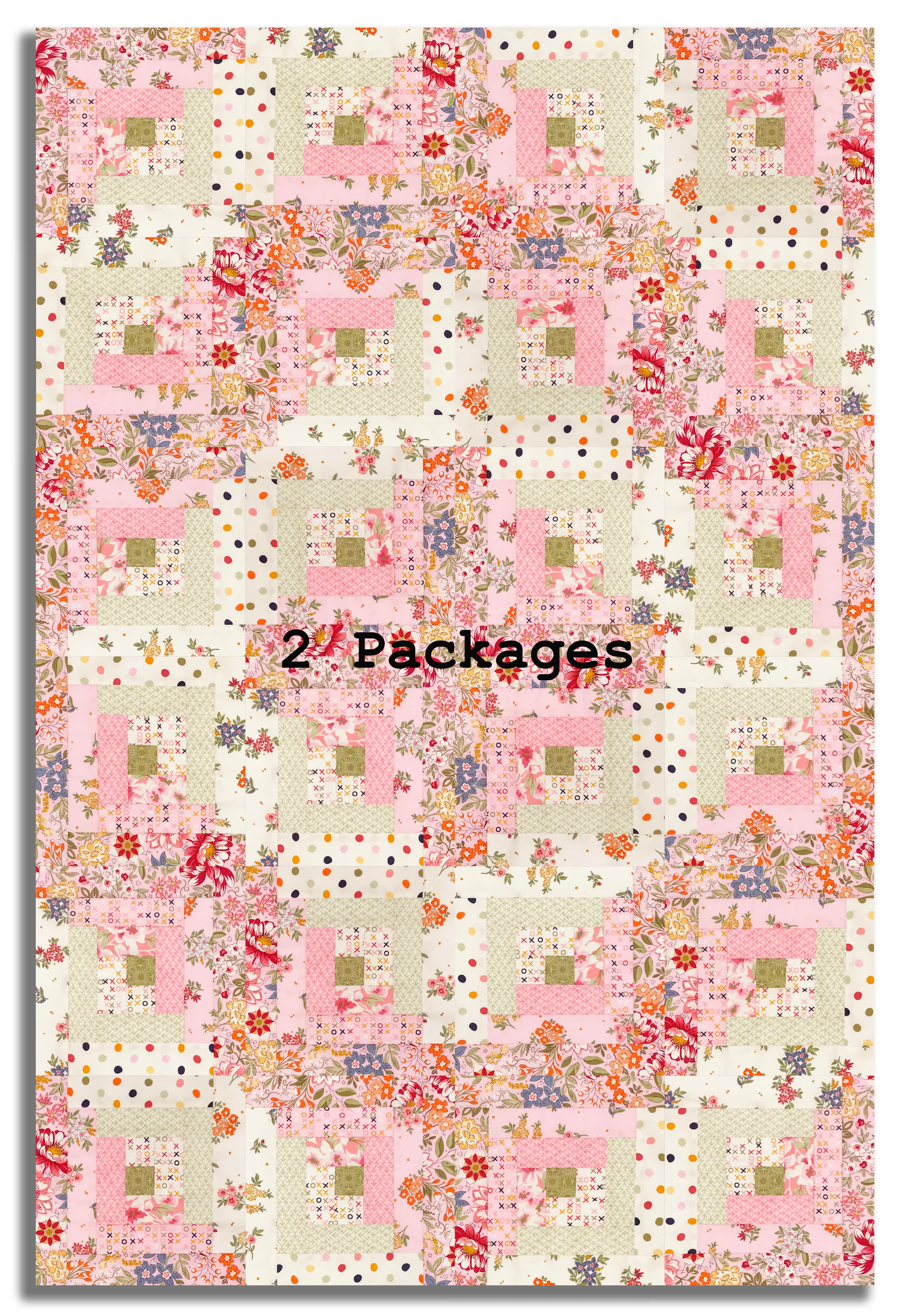 Moda Pre-cut 12 Block Log Cabin Quilt Kit - Fieldrush - Peony - Image 4
