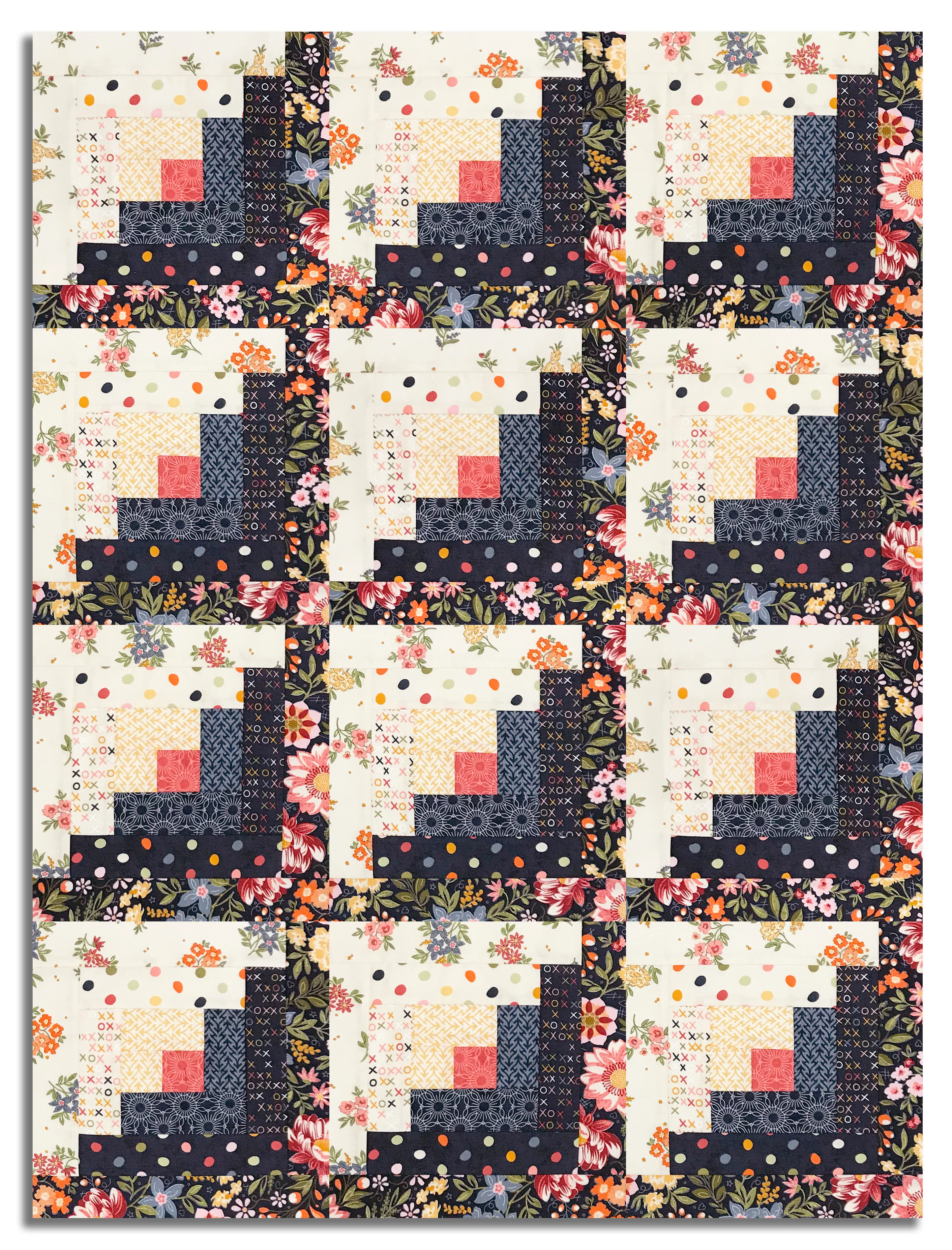 Moda Pre-cut 12 Block Log Cabin Quilt Kit - Fieldrush - Portobello - Image 2