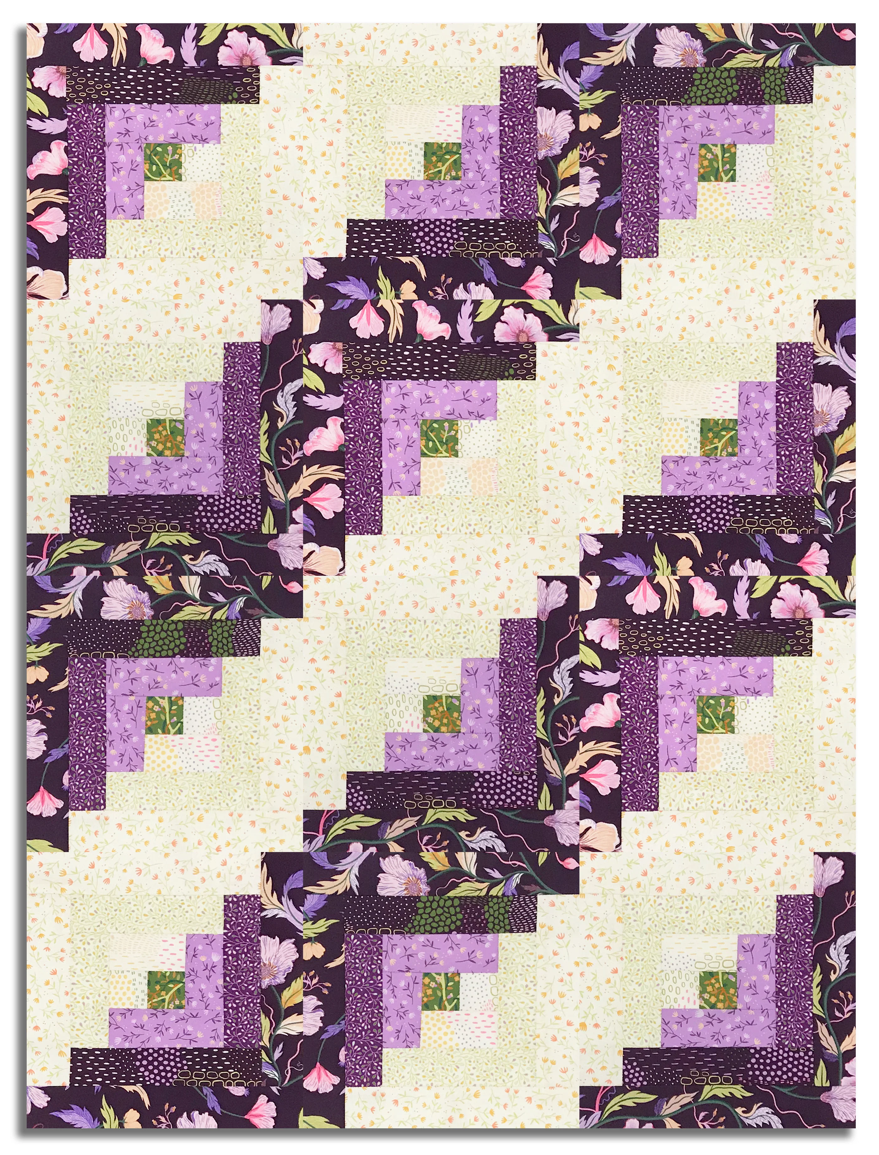Moda Pre-cut 12 Block Log Cabin Quilt Kit - Floral Fondant - Image 3
