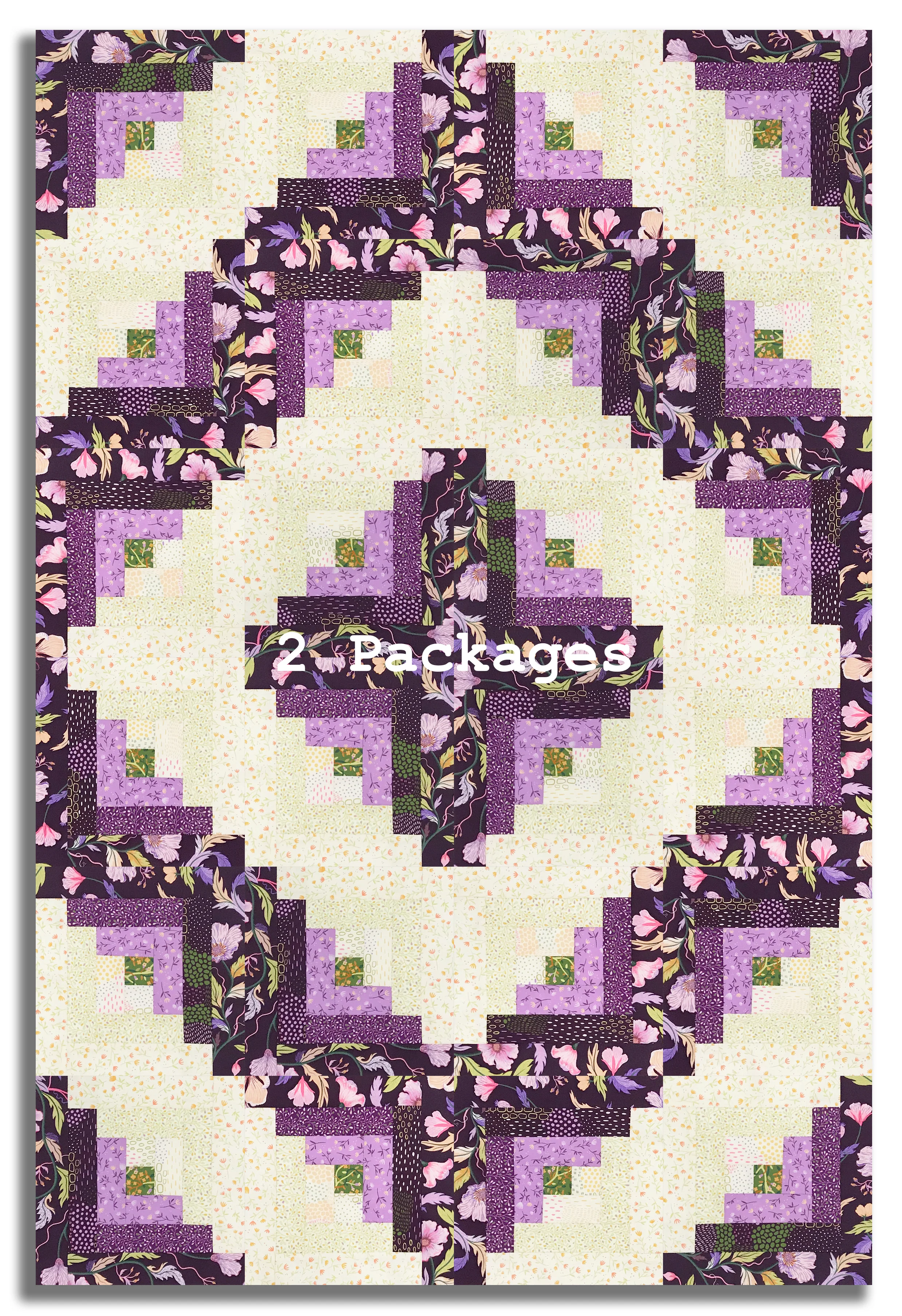 Moda Pre-cut 12 Block Log Cabin Quilt Kit - Floral Fondant - Image 4